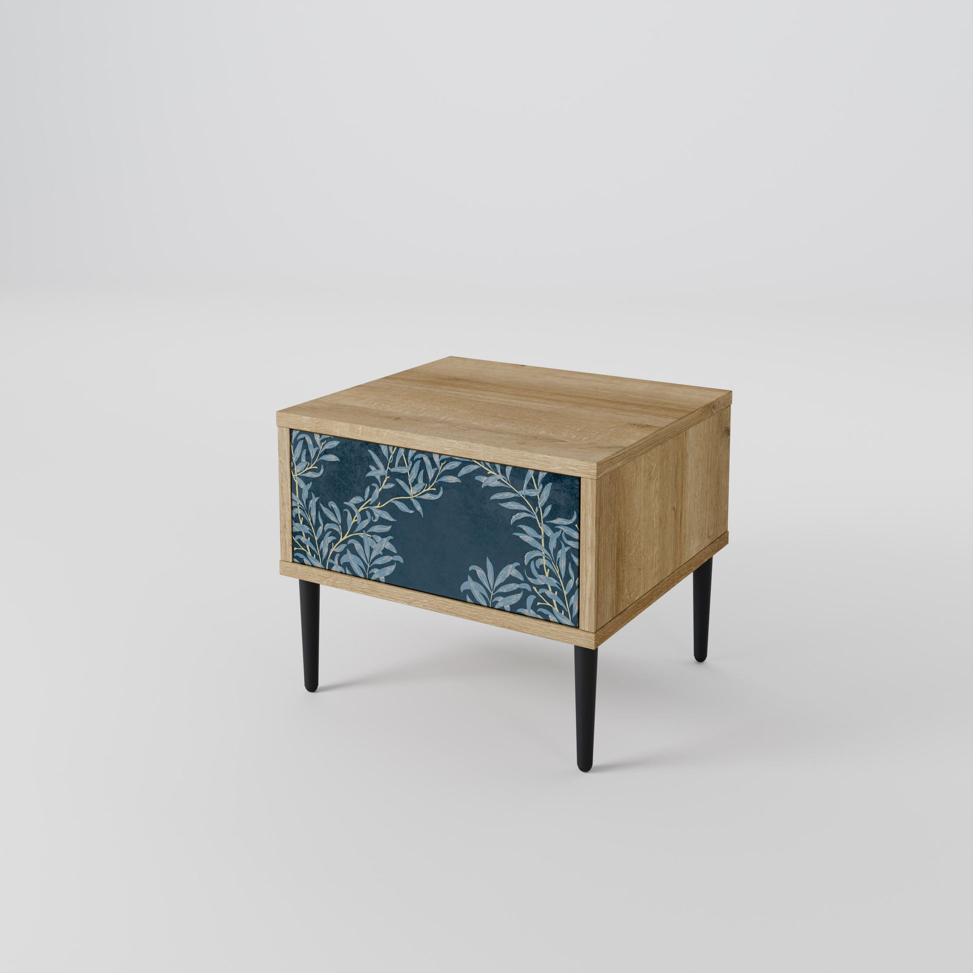 Mesita de noche BLUE LEAVES efecto roble