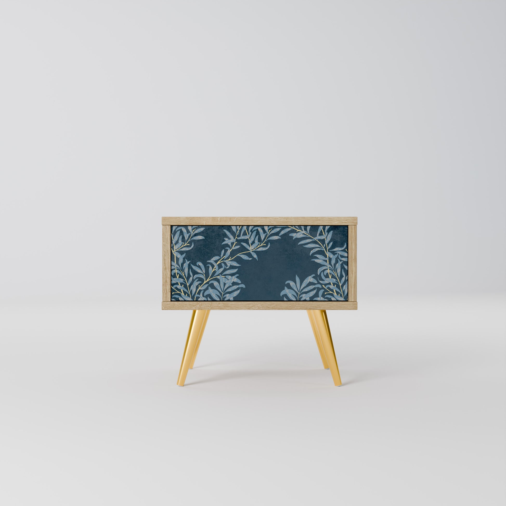 Mesita de noche BLUE LEAVES efecto roble