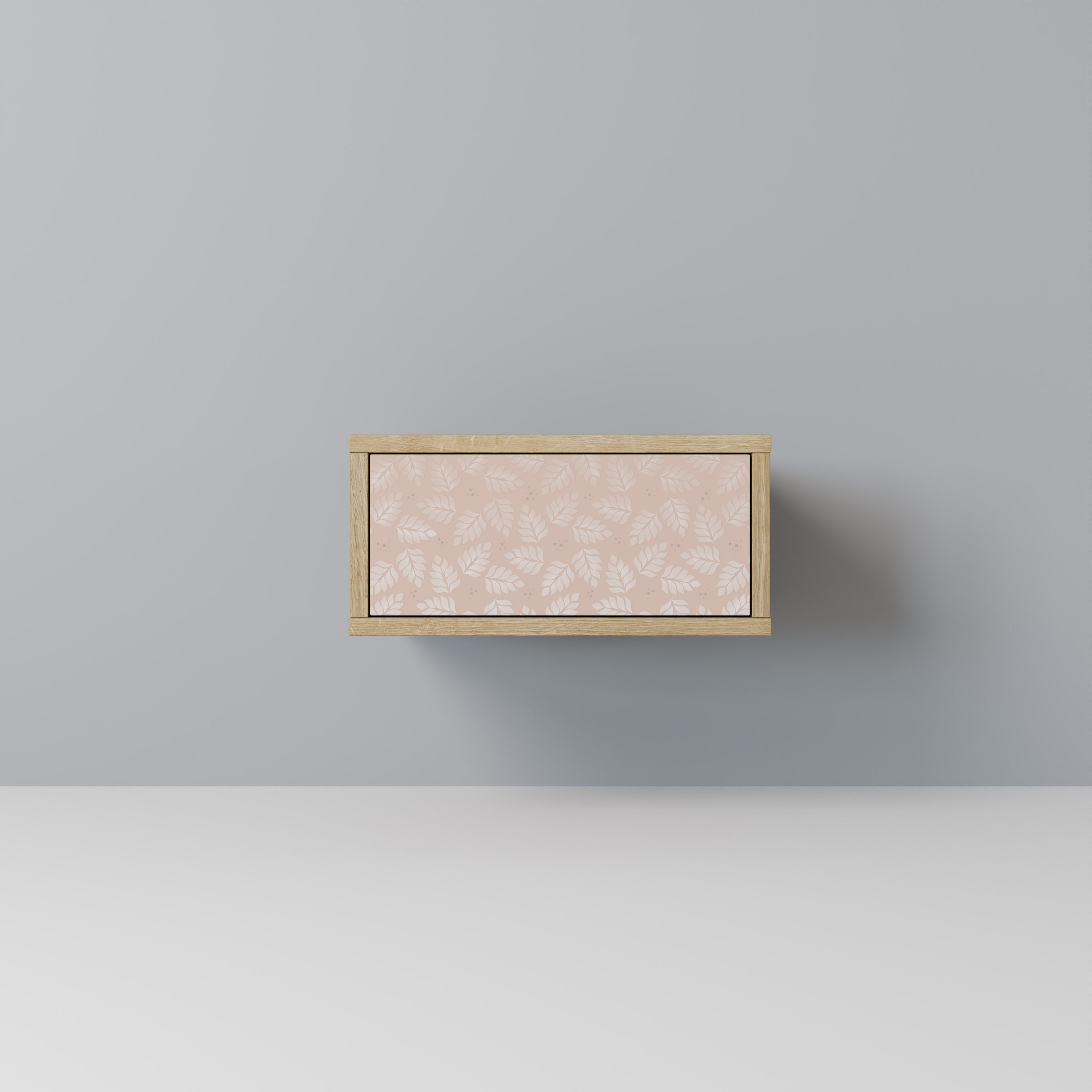 LEAVES ON BEIGE Nightstand in Oak Effect