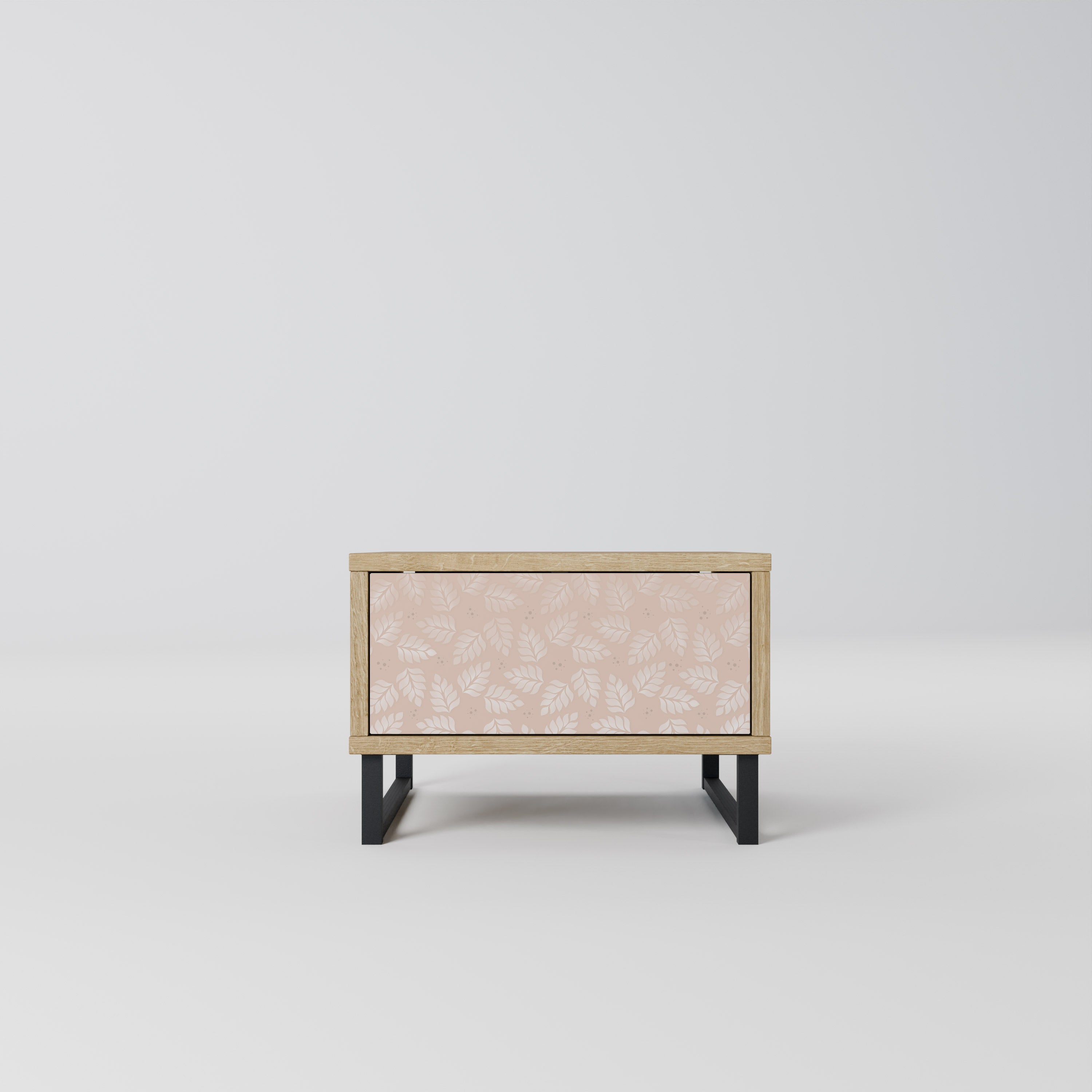 LEAVES ON BEIGE Nightstand in Oak Effect