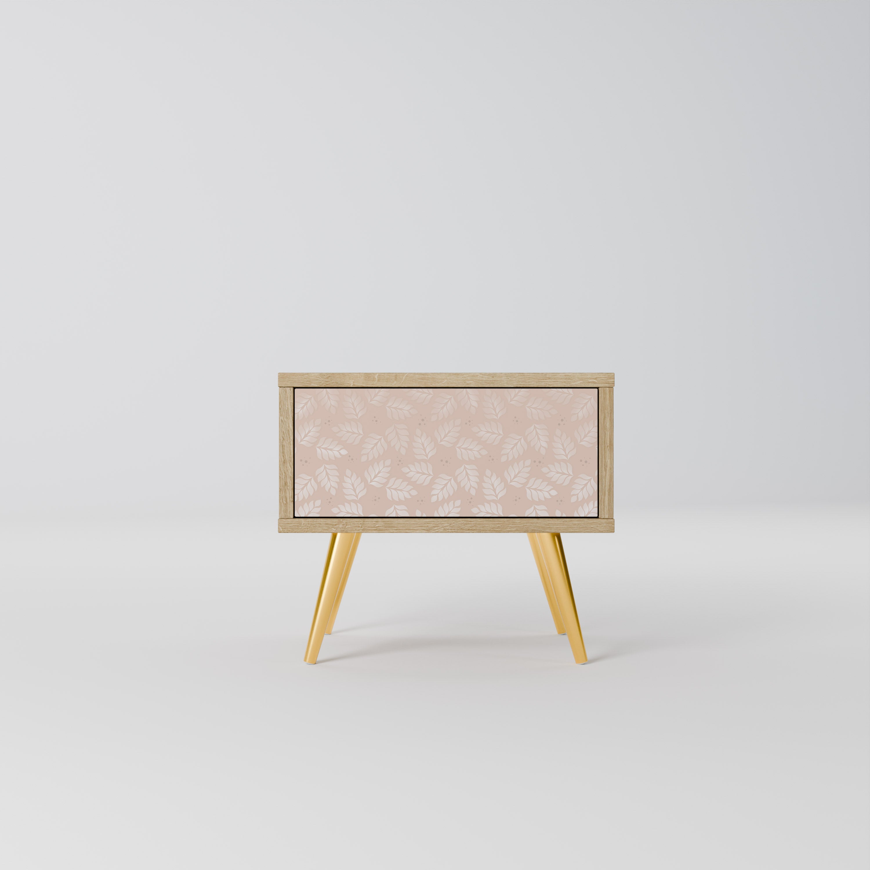 LEAVES ON BEIGE Nightstand in Oak Effect