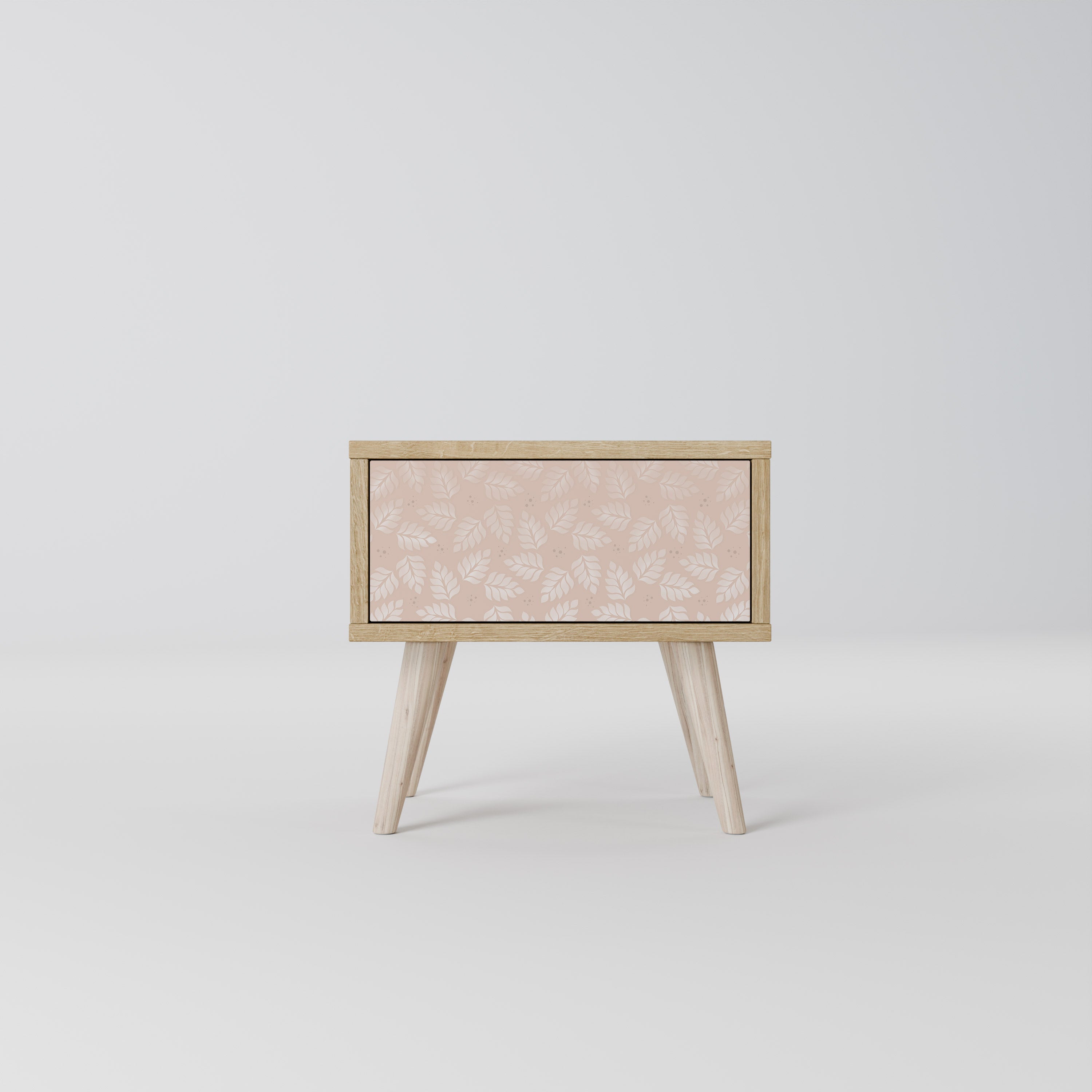 LEAVES ON BEIGE Nightstand in Oak Effect