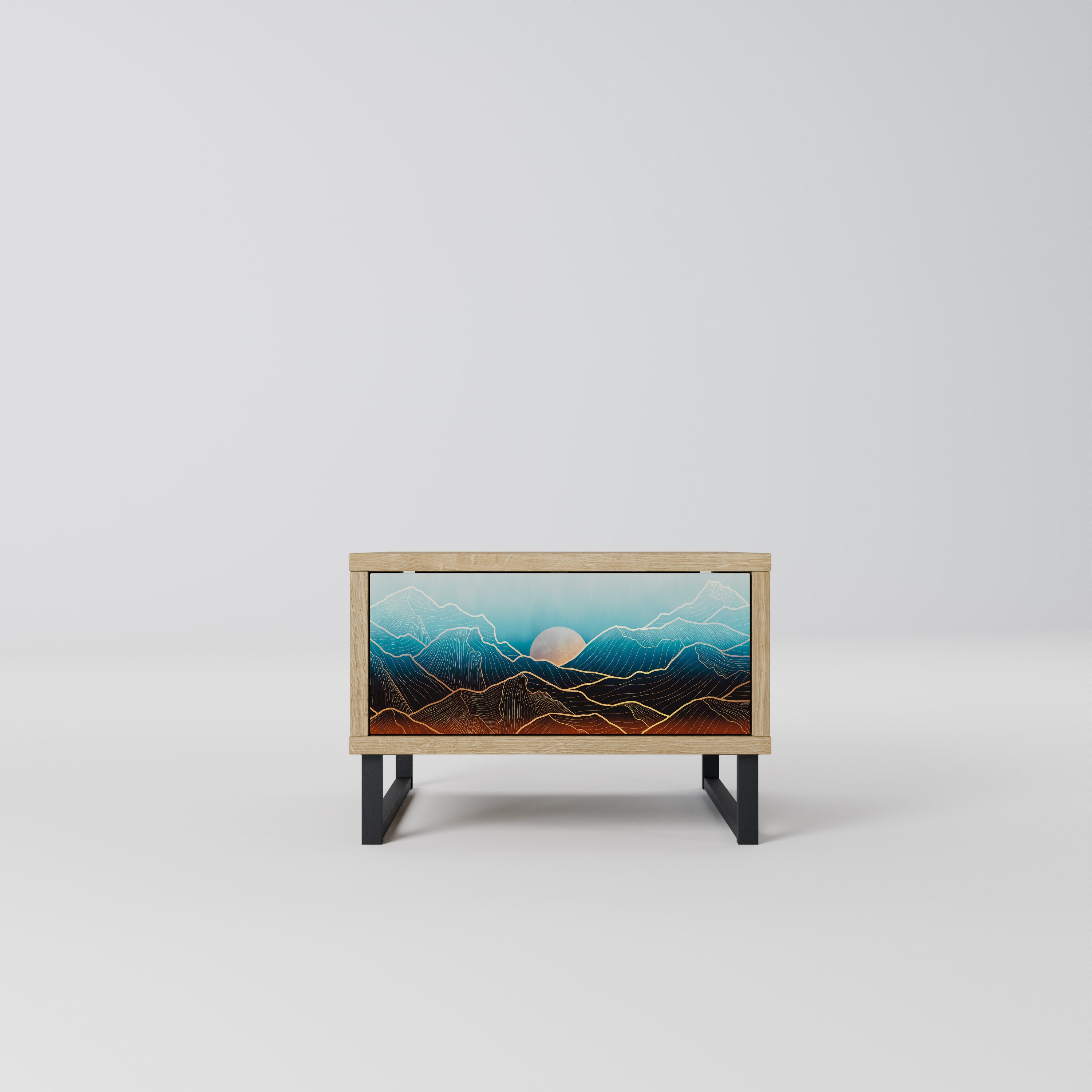 LUNAR SECRETS Nightstand in Oak Effect