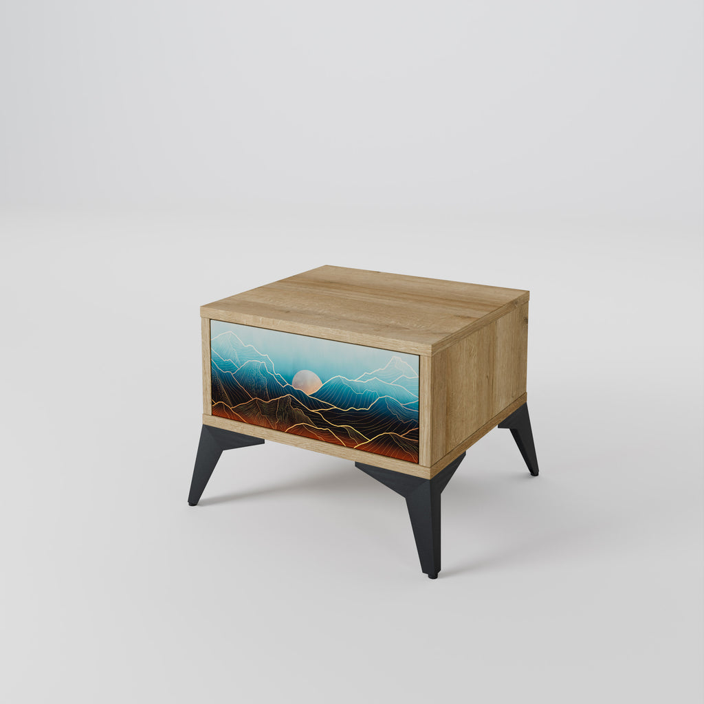 LUNAR SECRETS Nightstand in Oak Effect