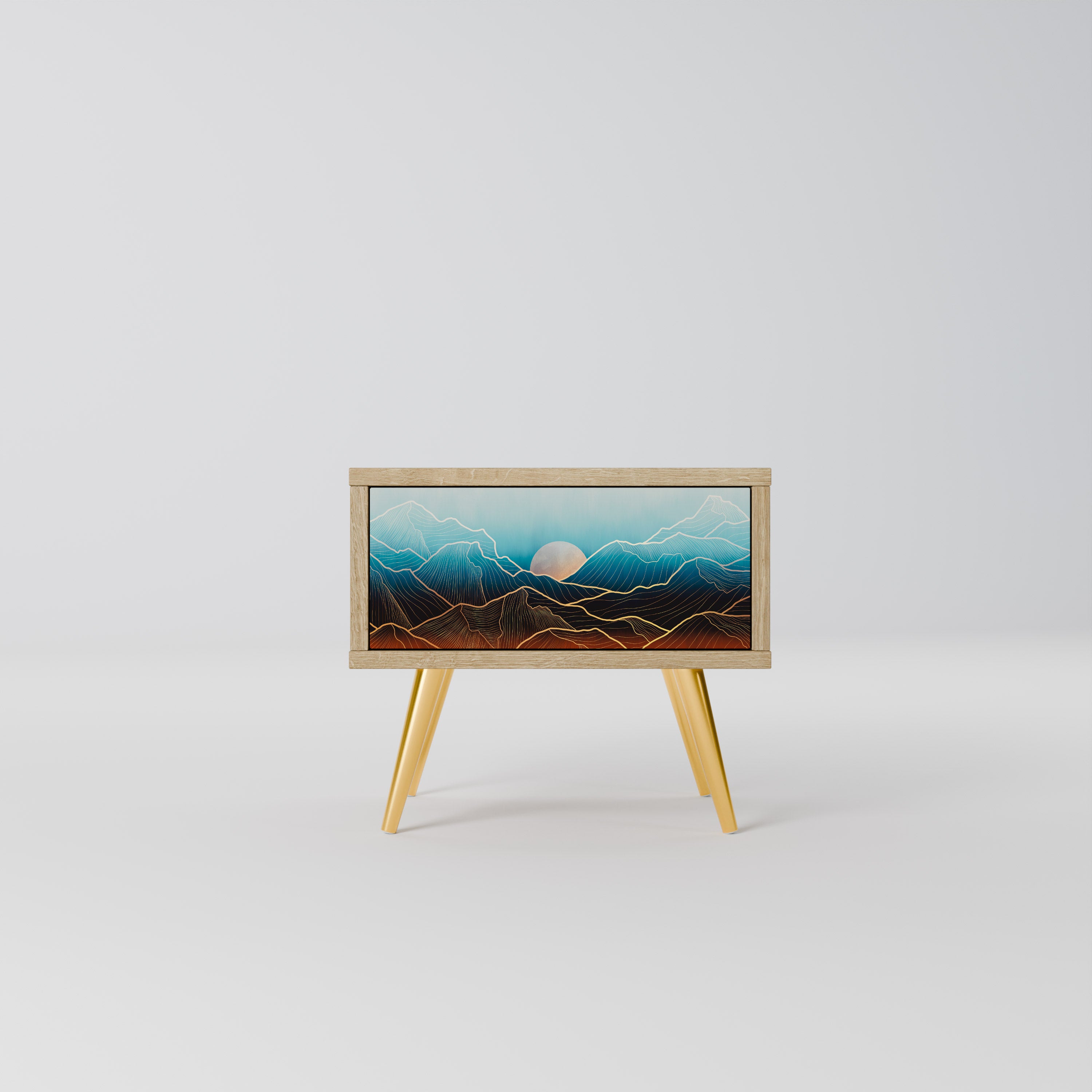 LUNAR SECRETS Nightstand in Oak Effect
