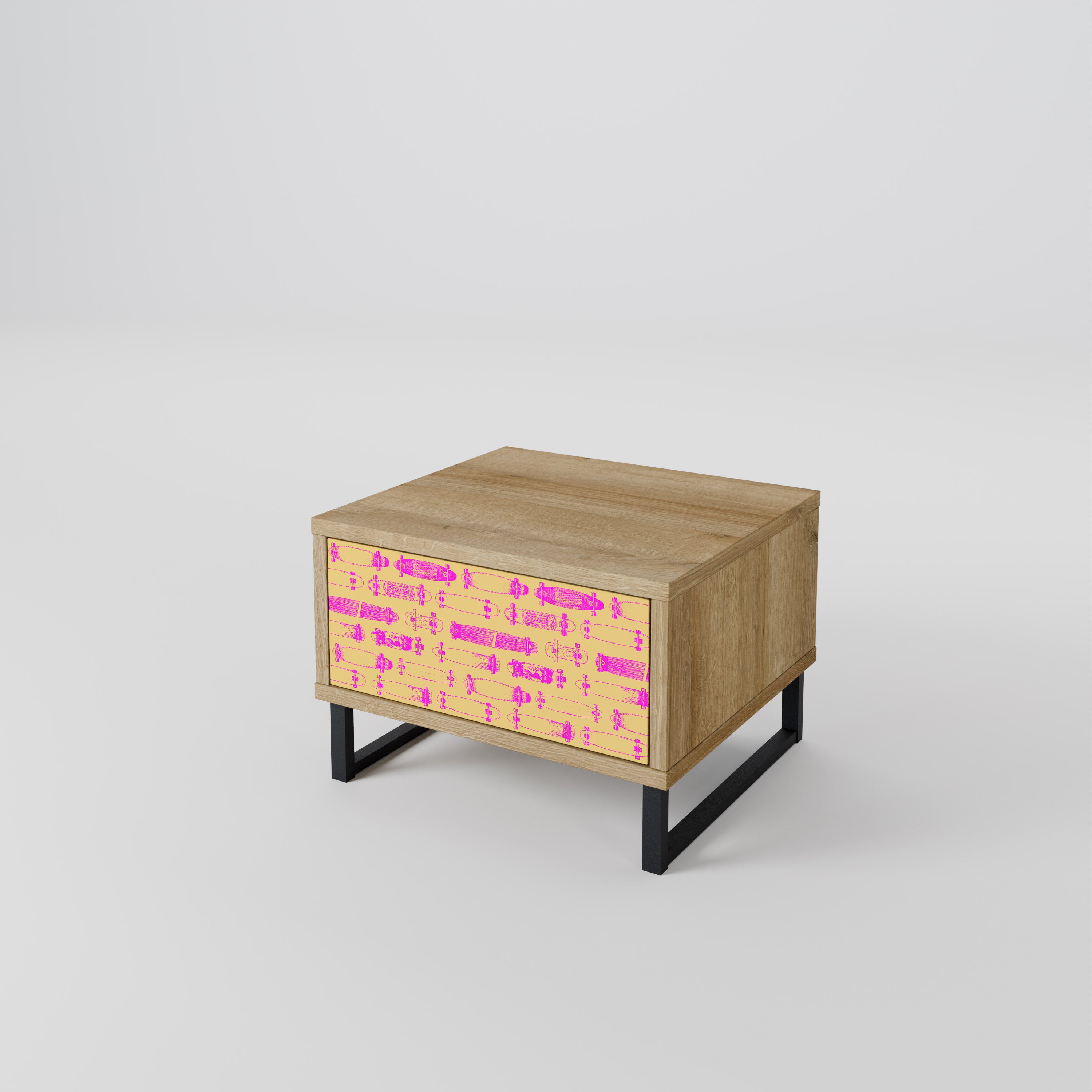 SKATEBOARD ARTISTRY Nightstand in Oak Effect
