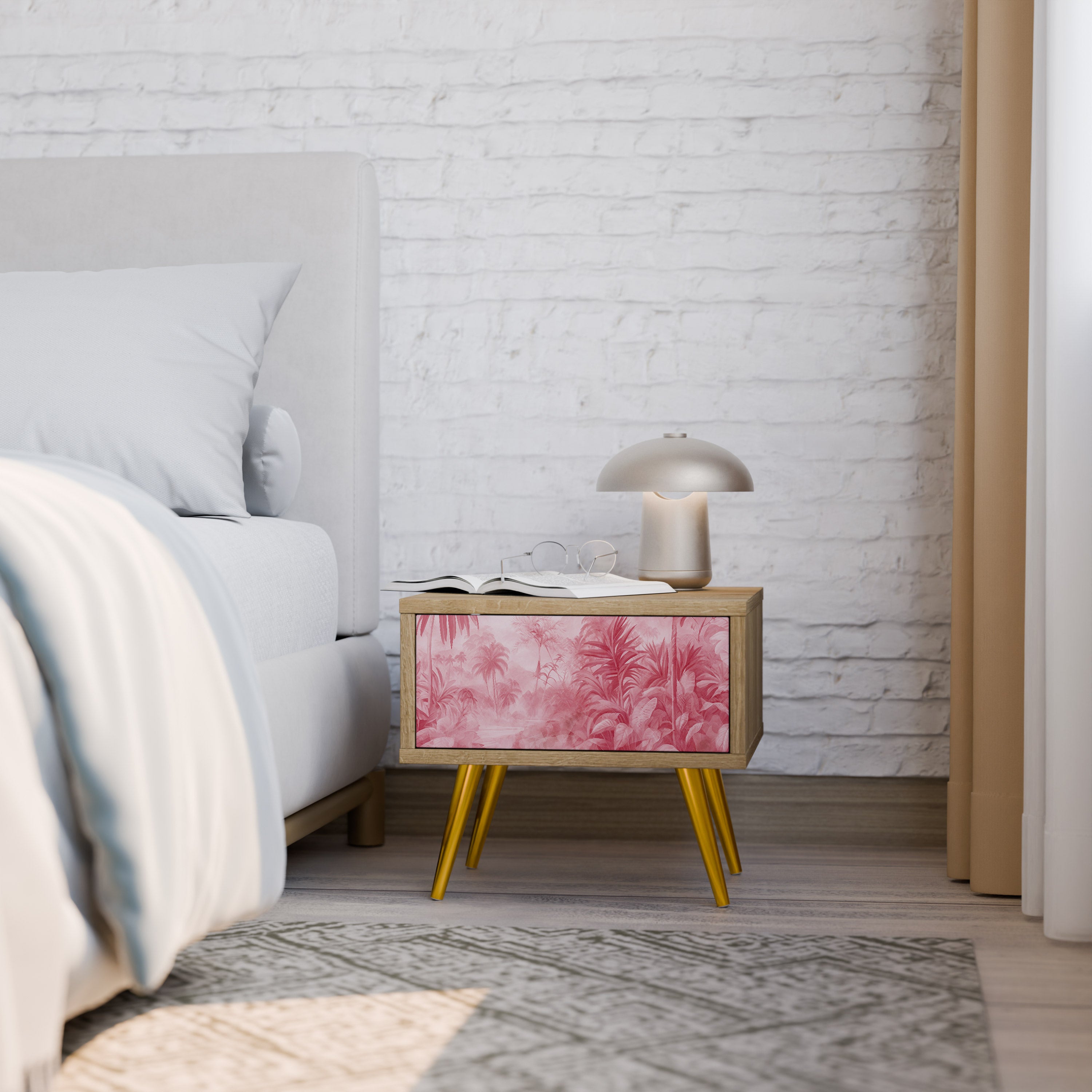SWEET TROPICS Nightstand in Oak Effect