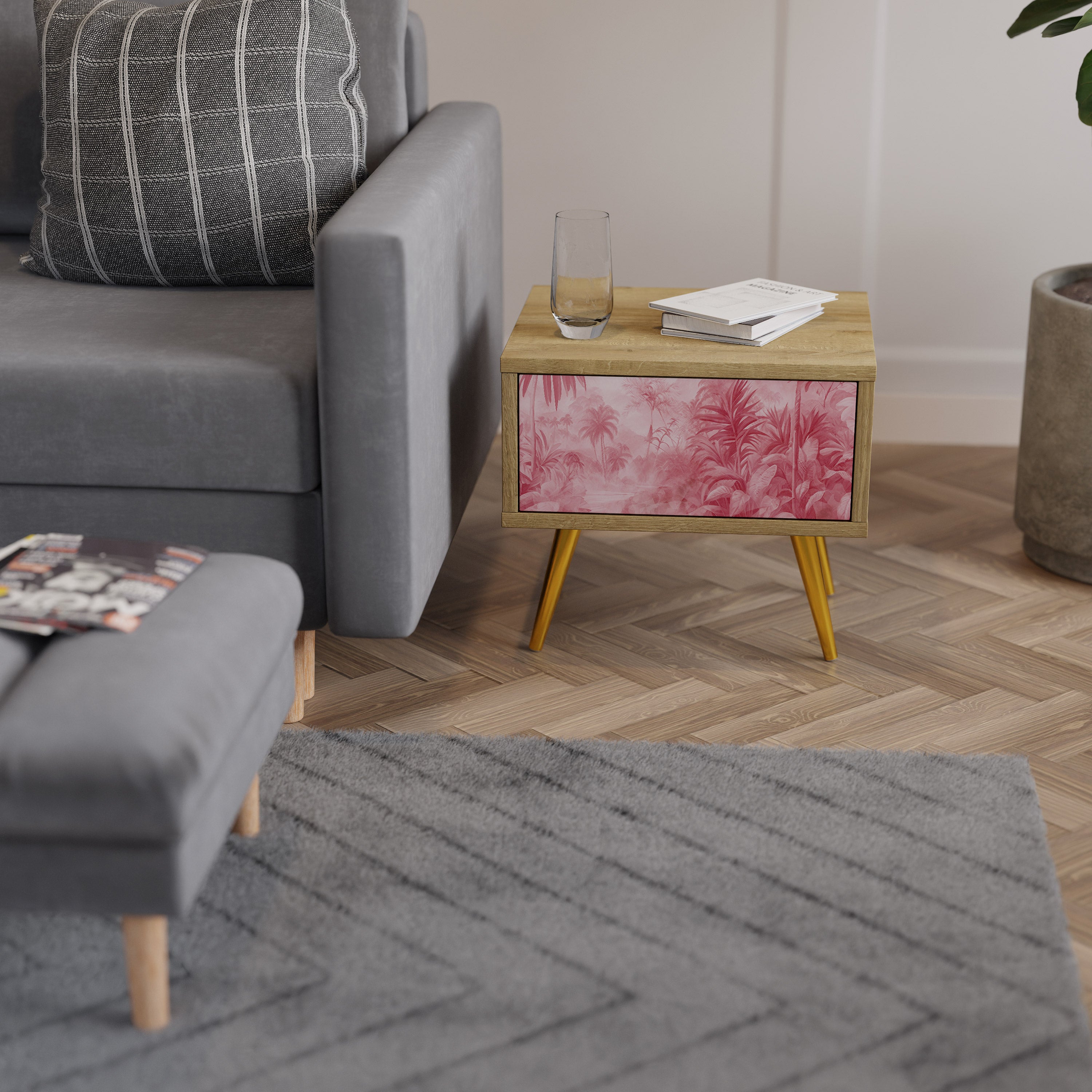 SWEET TROPICS Nightstand in Oak Effect