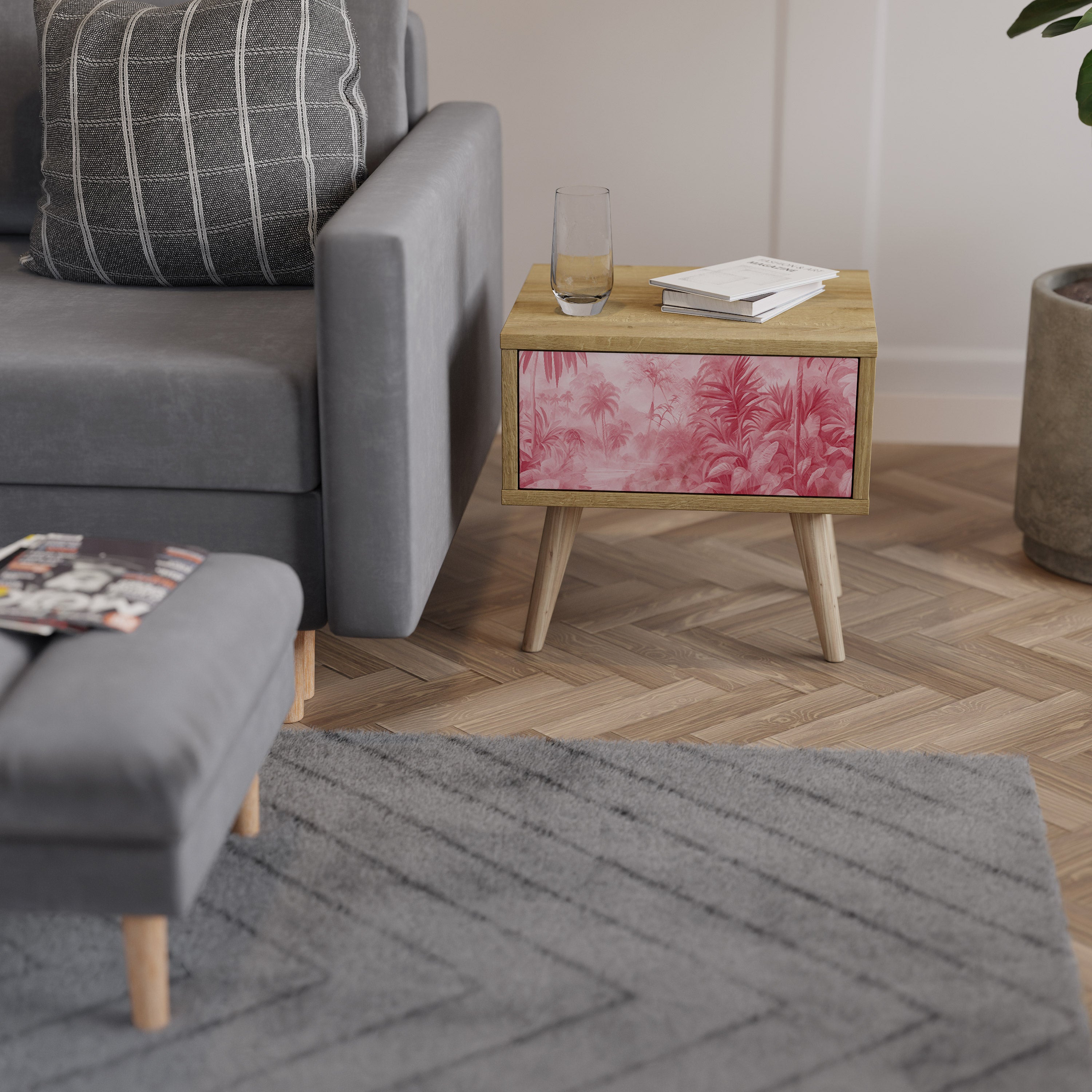 SWEET TROPICS Nightstand in Oak Effect