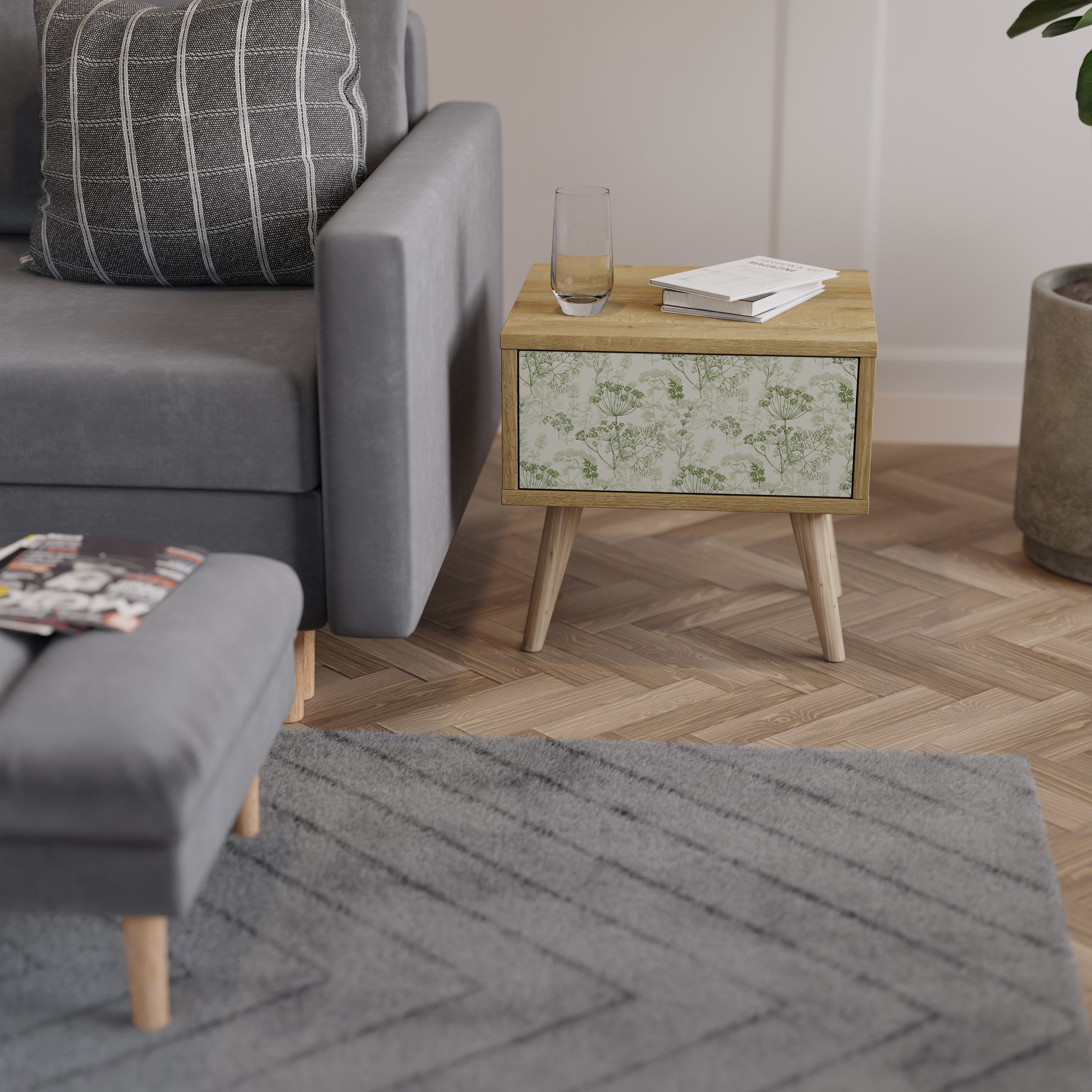 FENNEL BALDACHIN Nightstand in Oak Effect