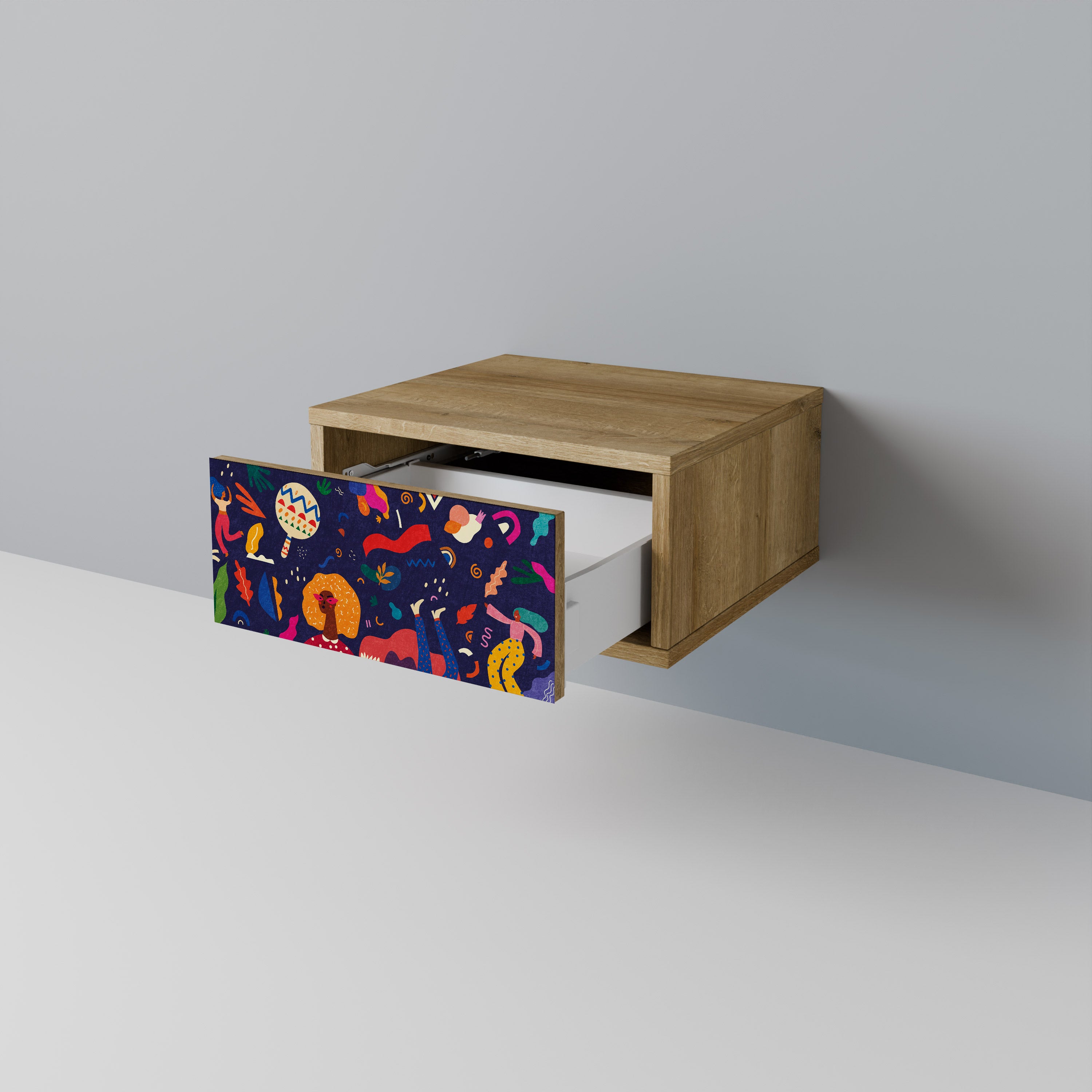 FESTIVE PLEASURES Nightstand in Oak Effect