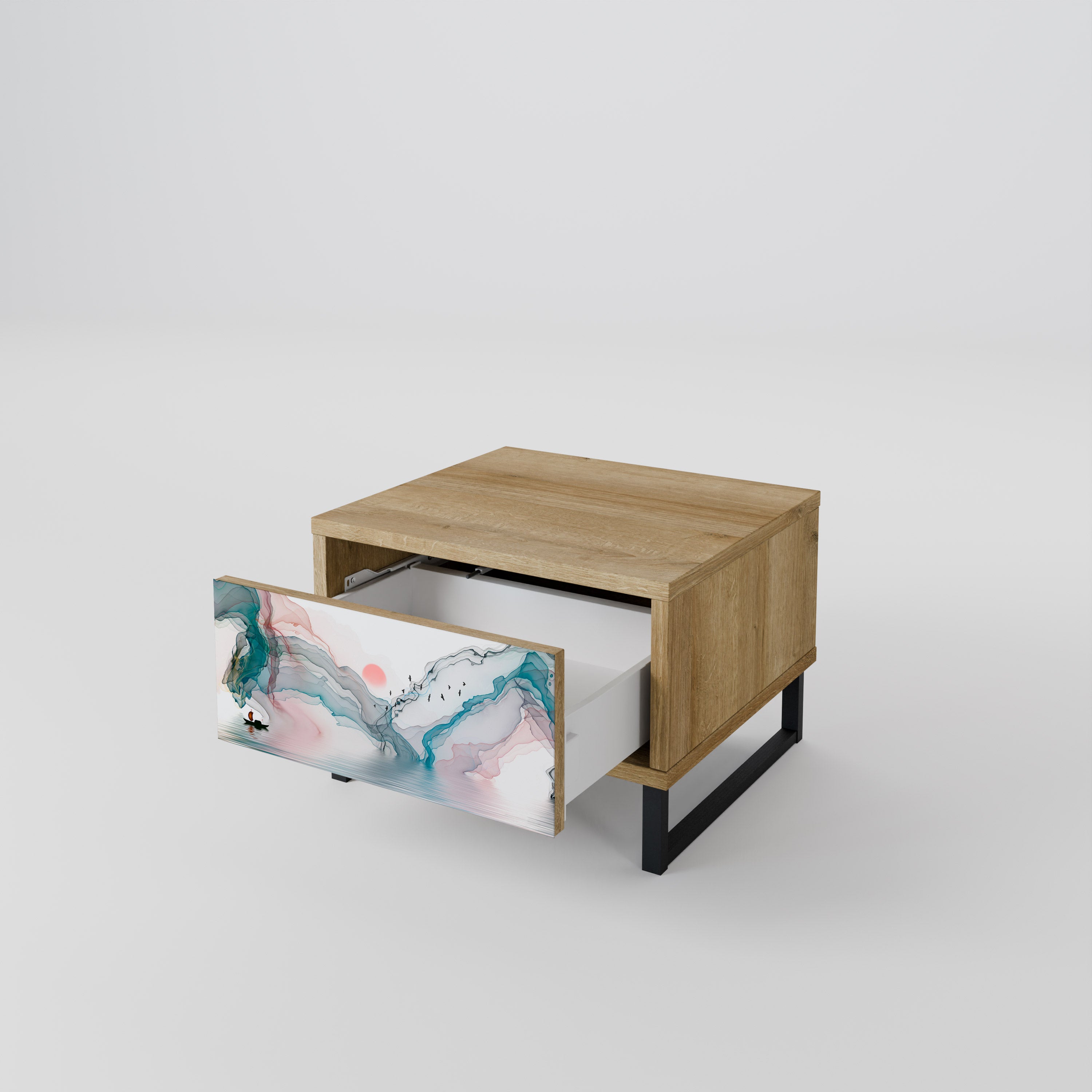 VELVET CROSSING Nightstand in Oak Effect