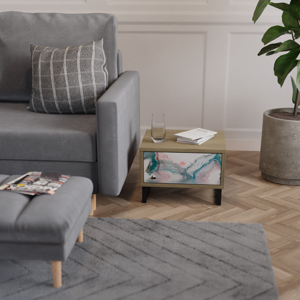 VELVET CROSSING Nightstand in Oak Effect