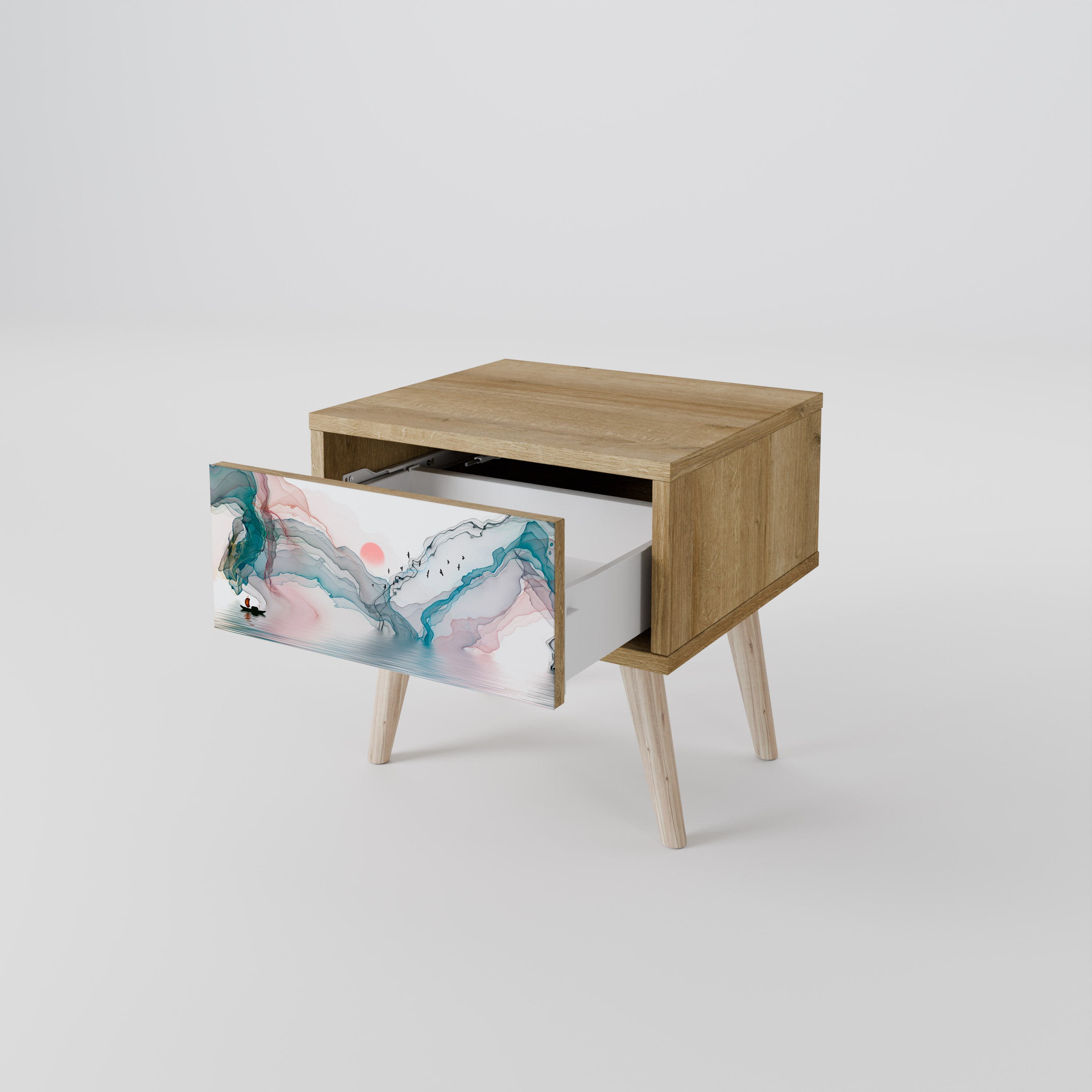VELVET CROSSING Nightstand in Oak Effect