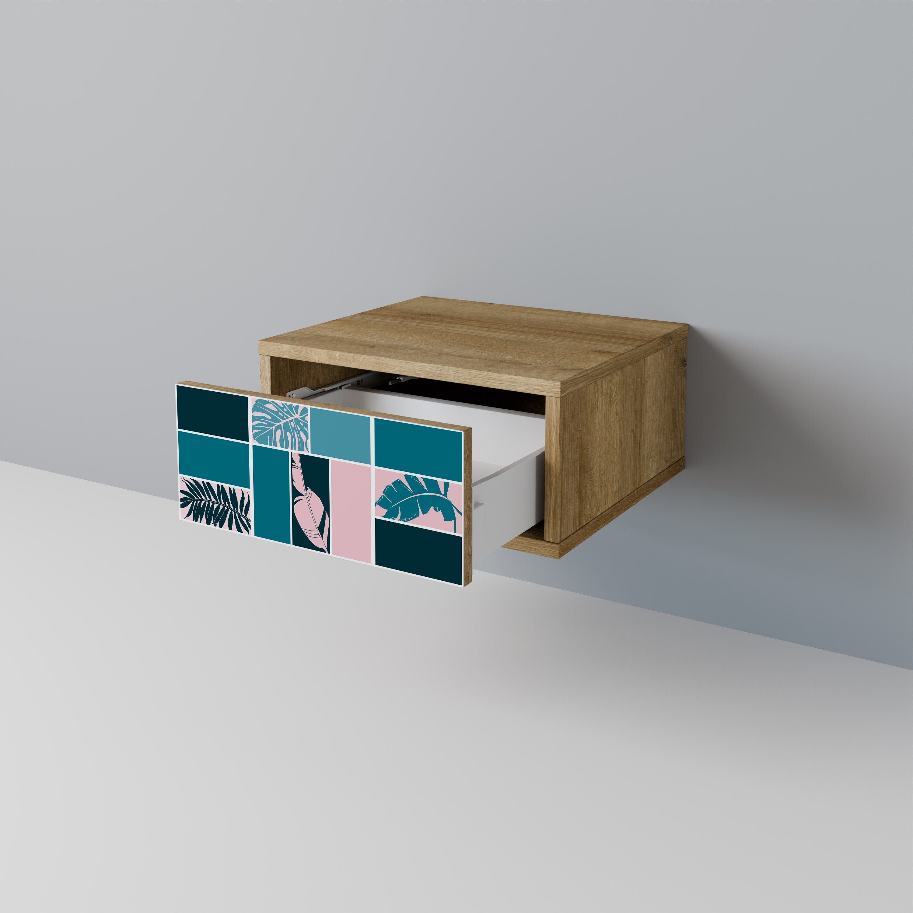 COMBINATION OF SHAPES Nightstand in Oak Effect