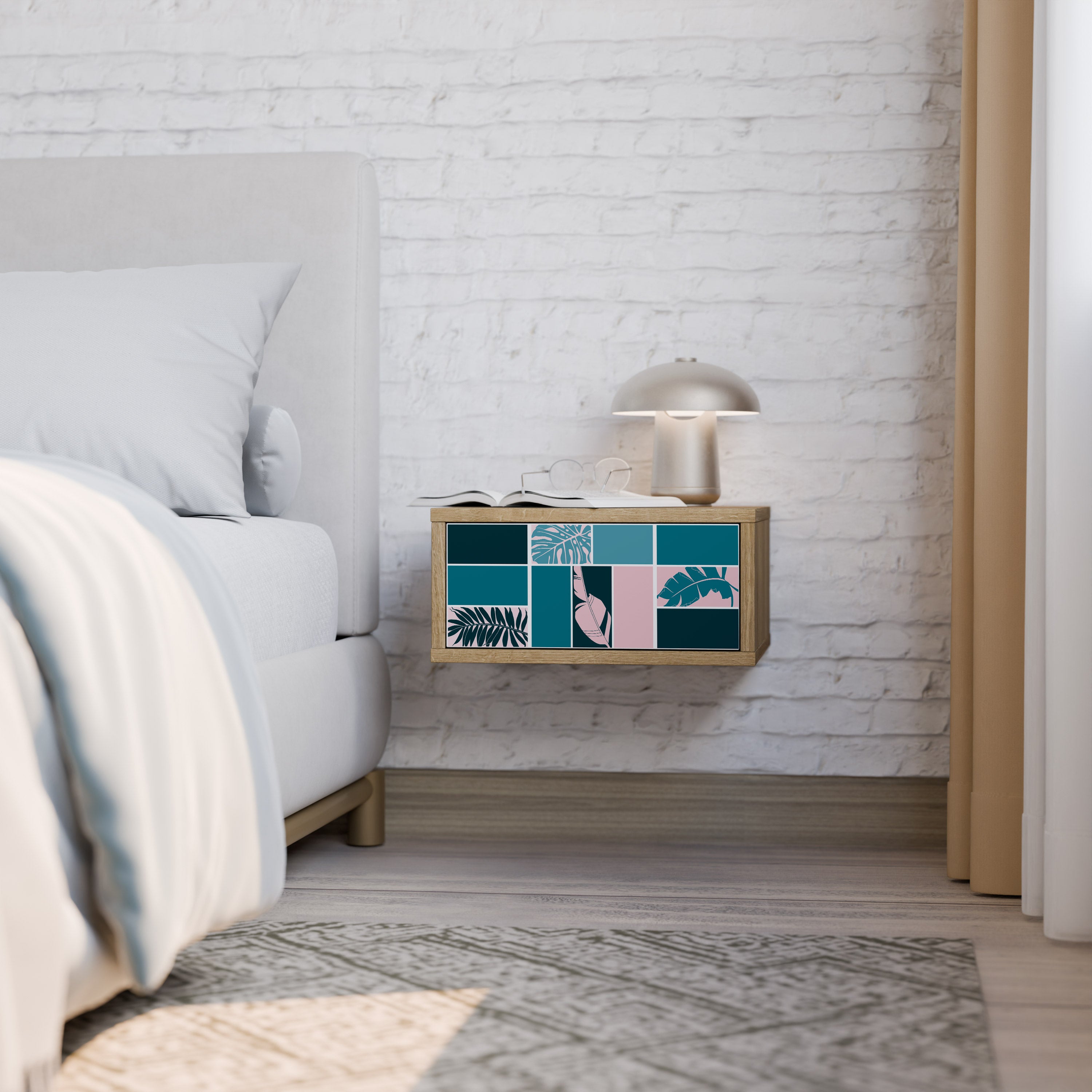COMBINATION OF SHAPES Nightstand in Oak Effect