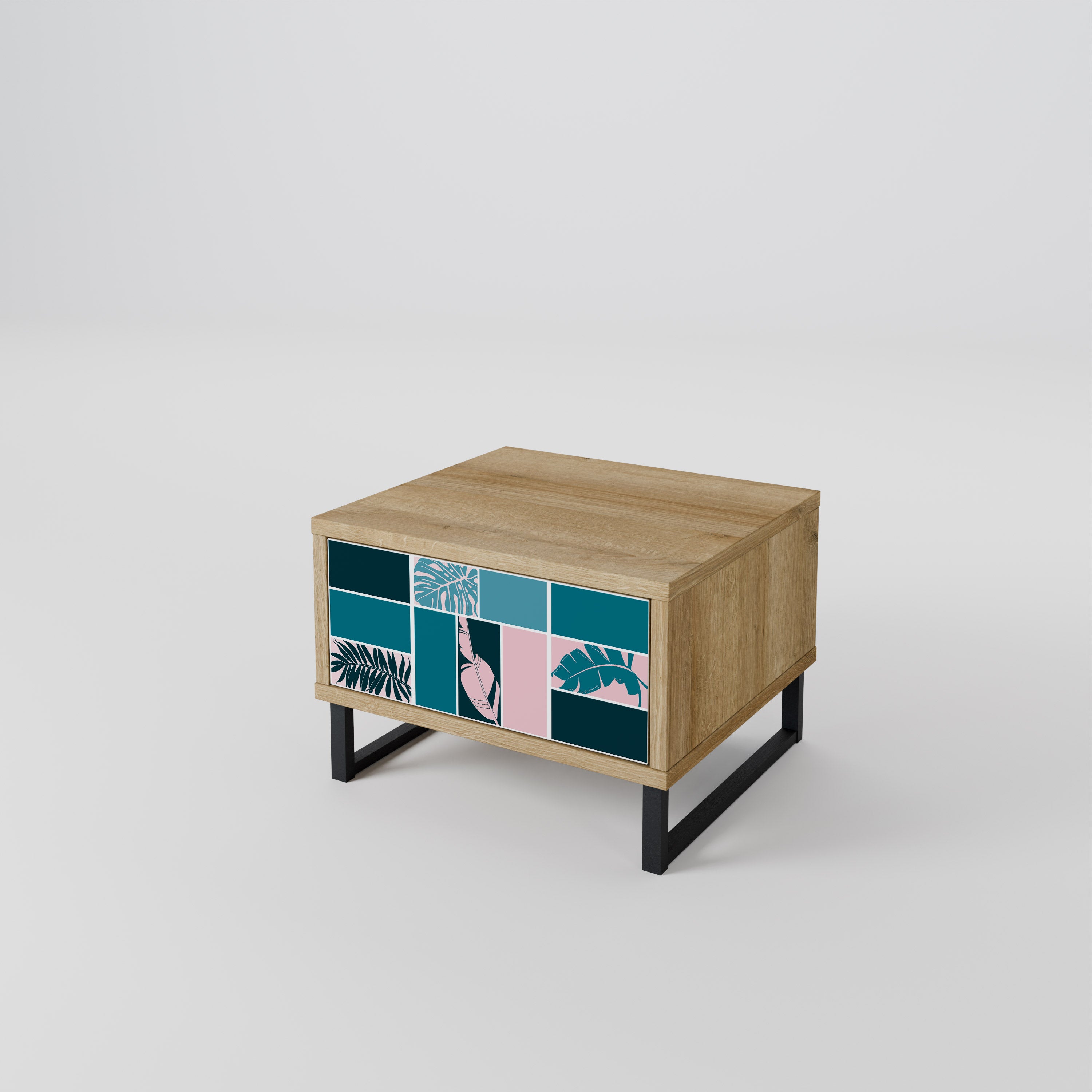 COMBINATION OF SHAPES Nightstand in Oak Effect