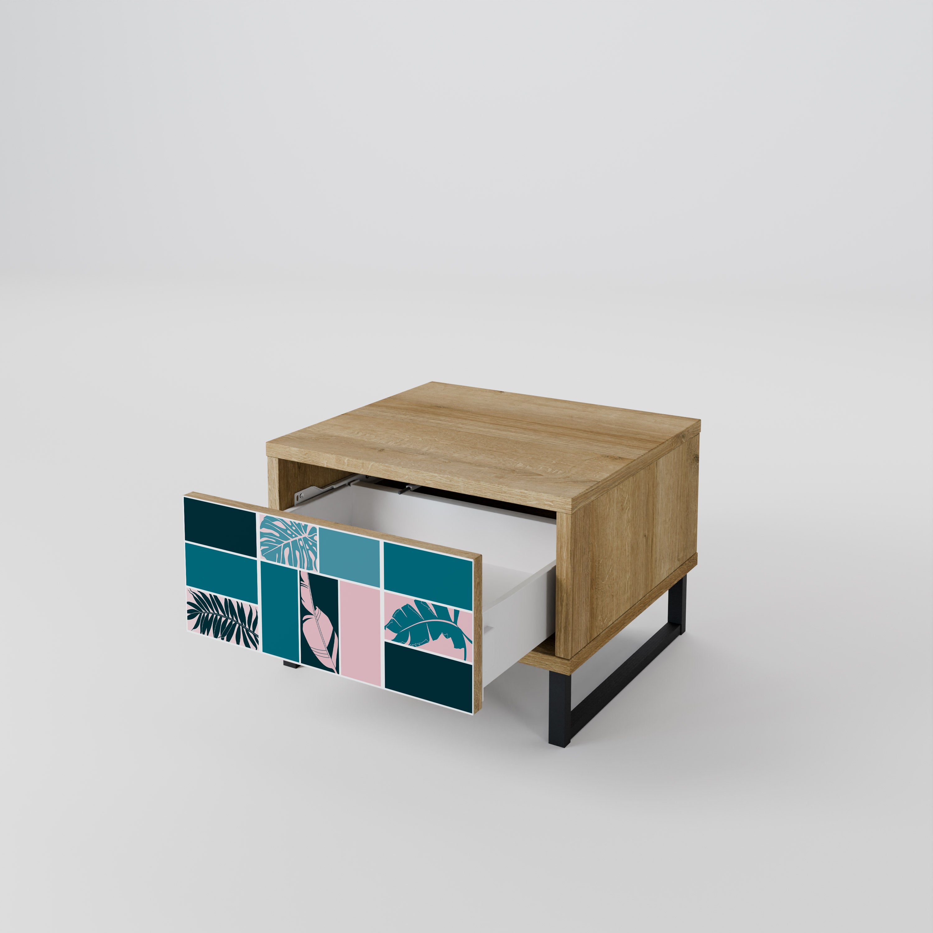 COMBINATION OF SHAPES Nightstand in Oak Effect
