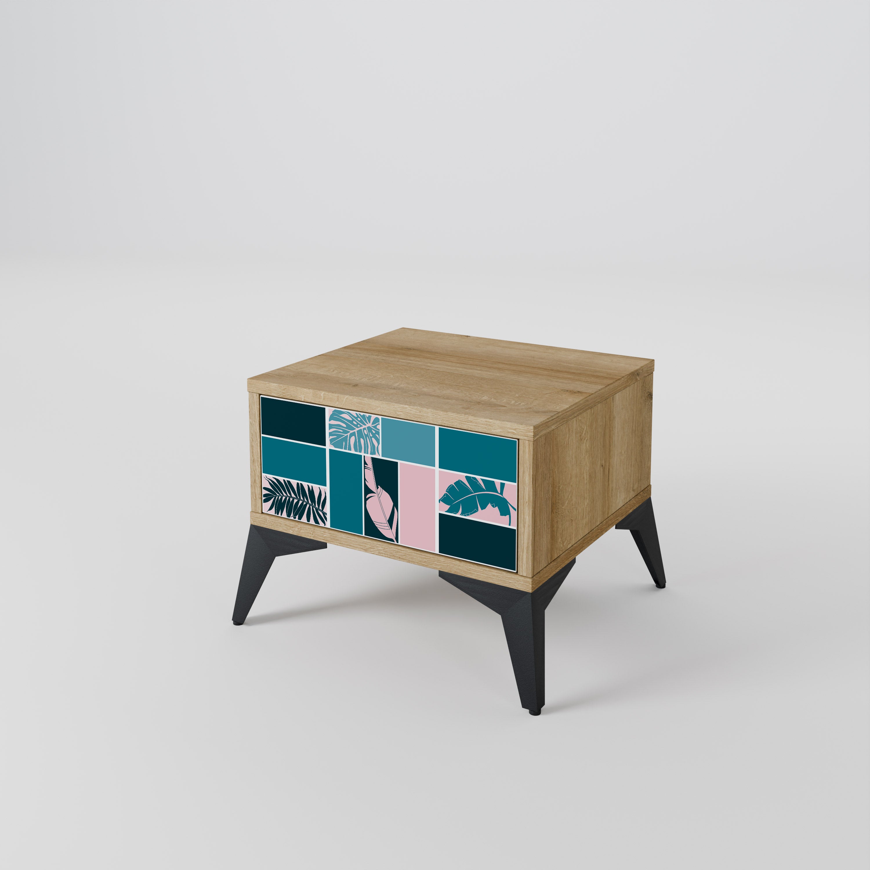 COMBINATION OF SHAPES Nightstand in Oak Effect