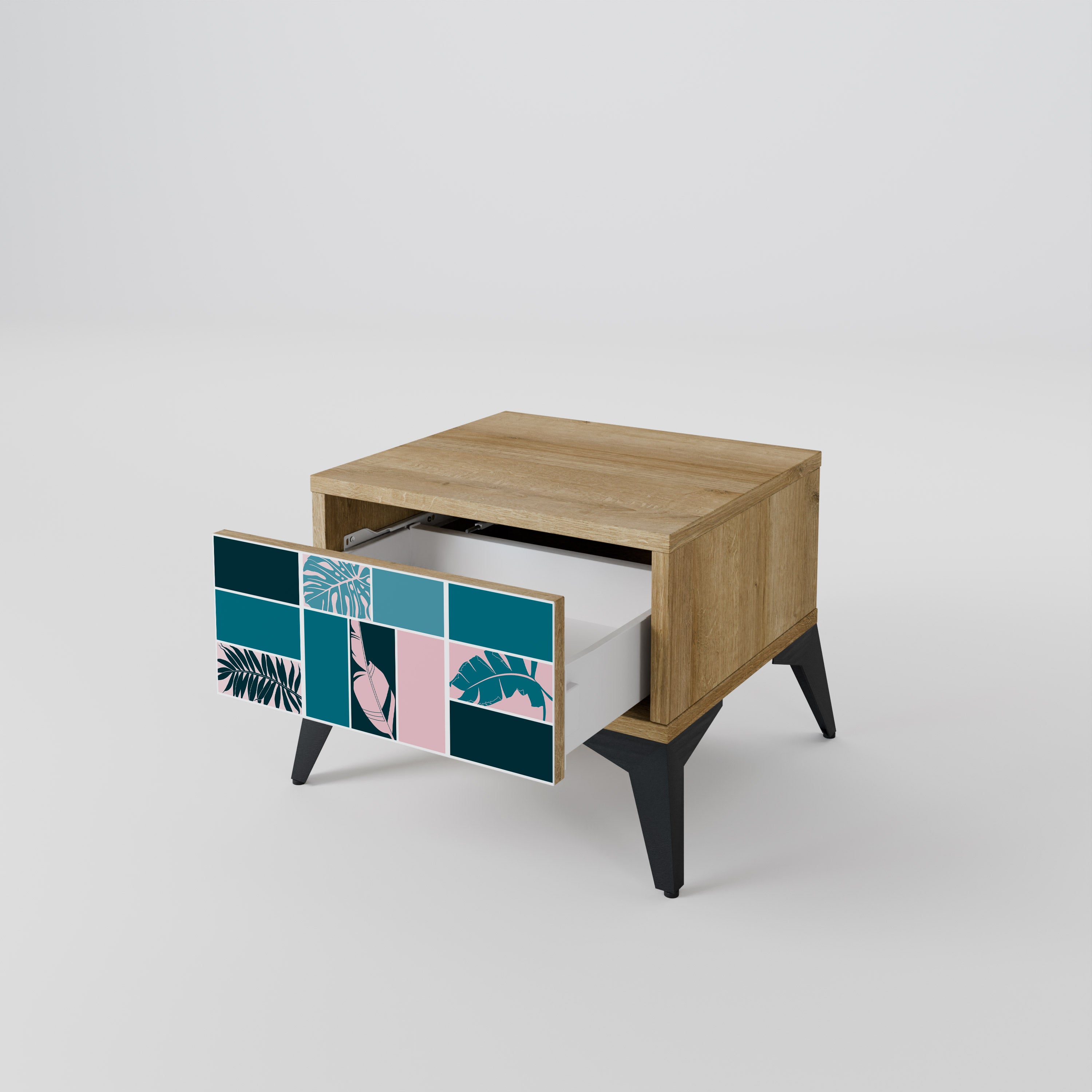 COMBINATION OF SHAPES Nightstand in Oak Effect