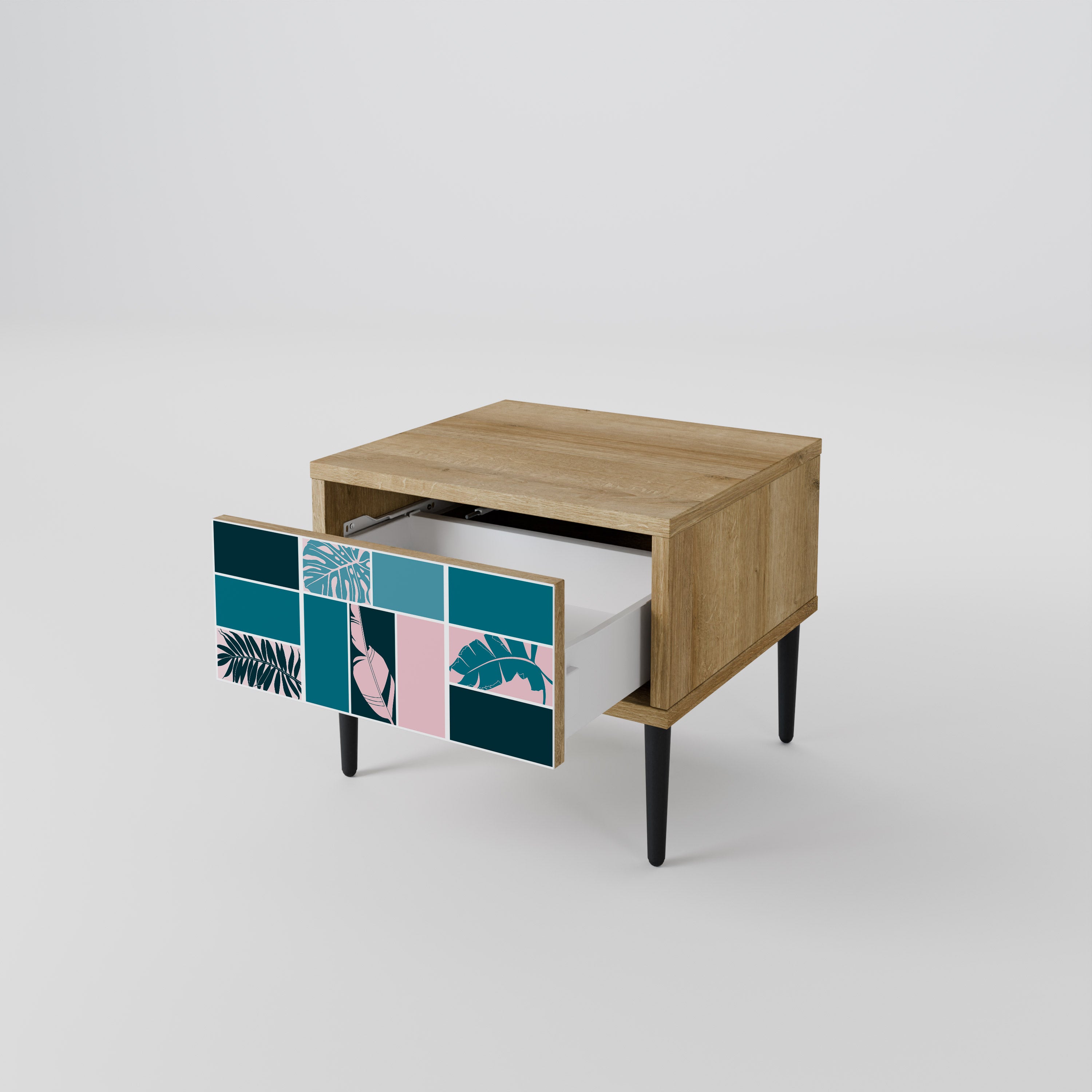 COMBINATION OF SHAPES Nightstand in Oak Effect