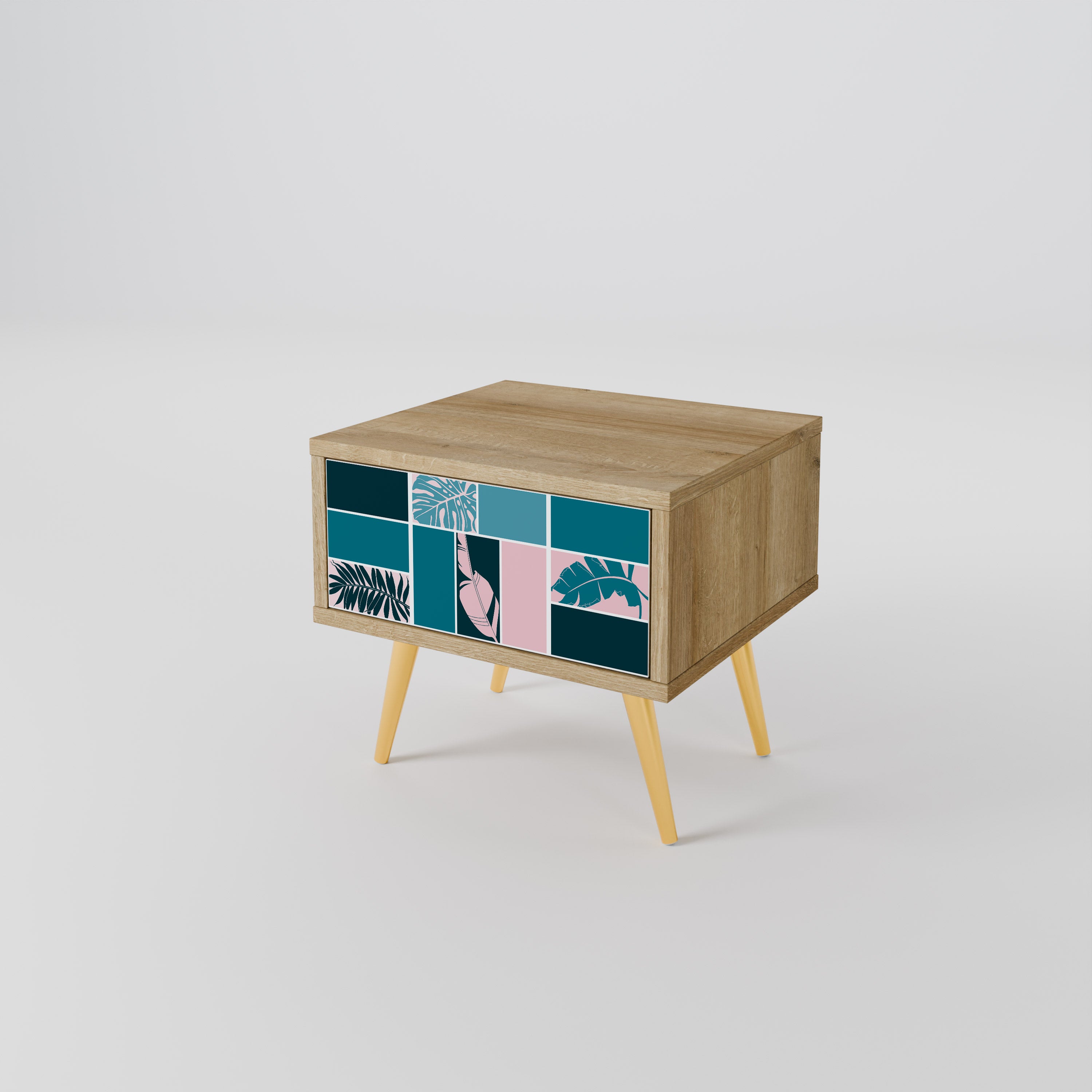 COMBINATION OF SHAPES Nightstand in Oak Effect