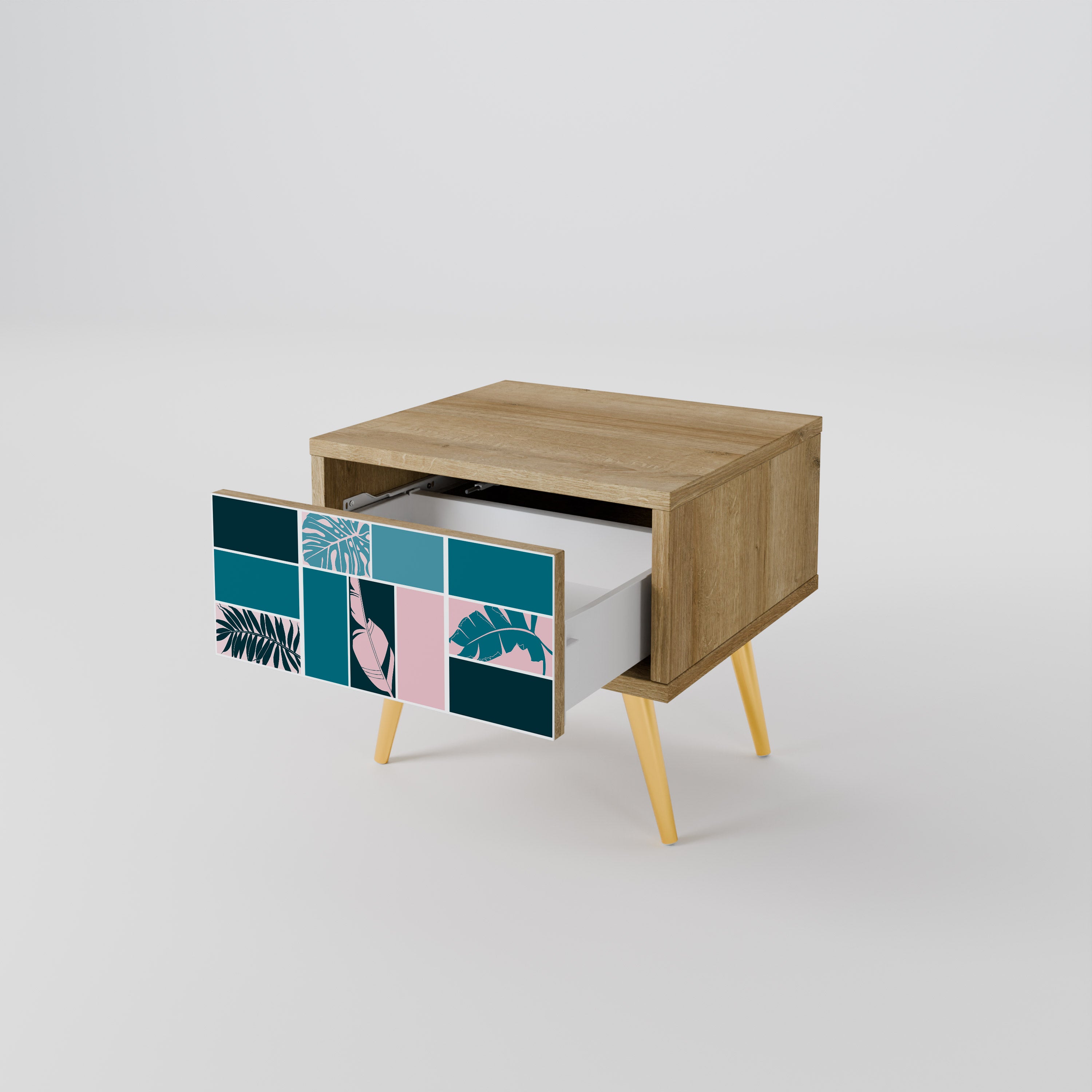 COMBINATION OF SHAPES Nightstand in Oak Effect