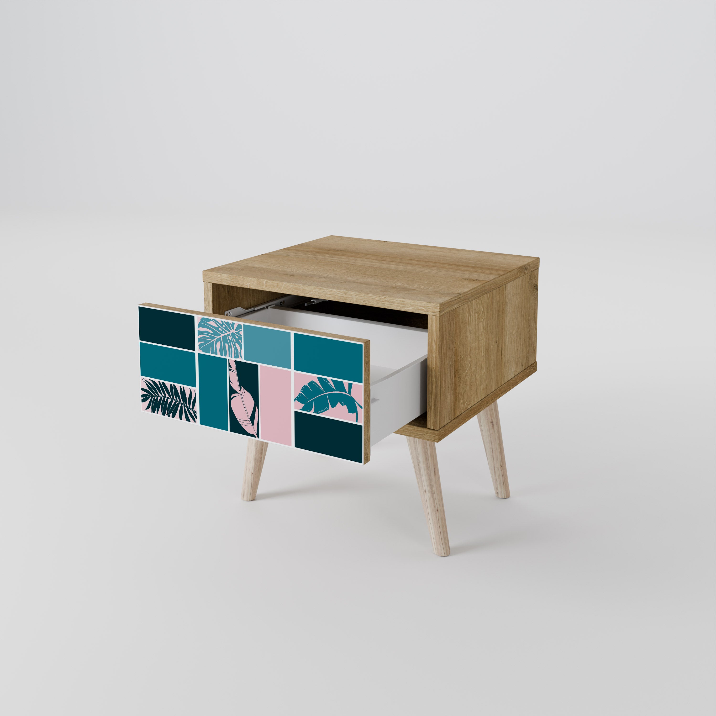 COMBINATION OF SHAPES Nightstand in Oak Effect