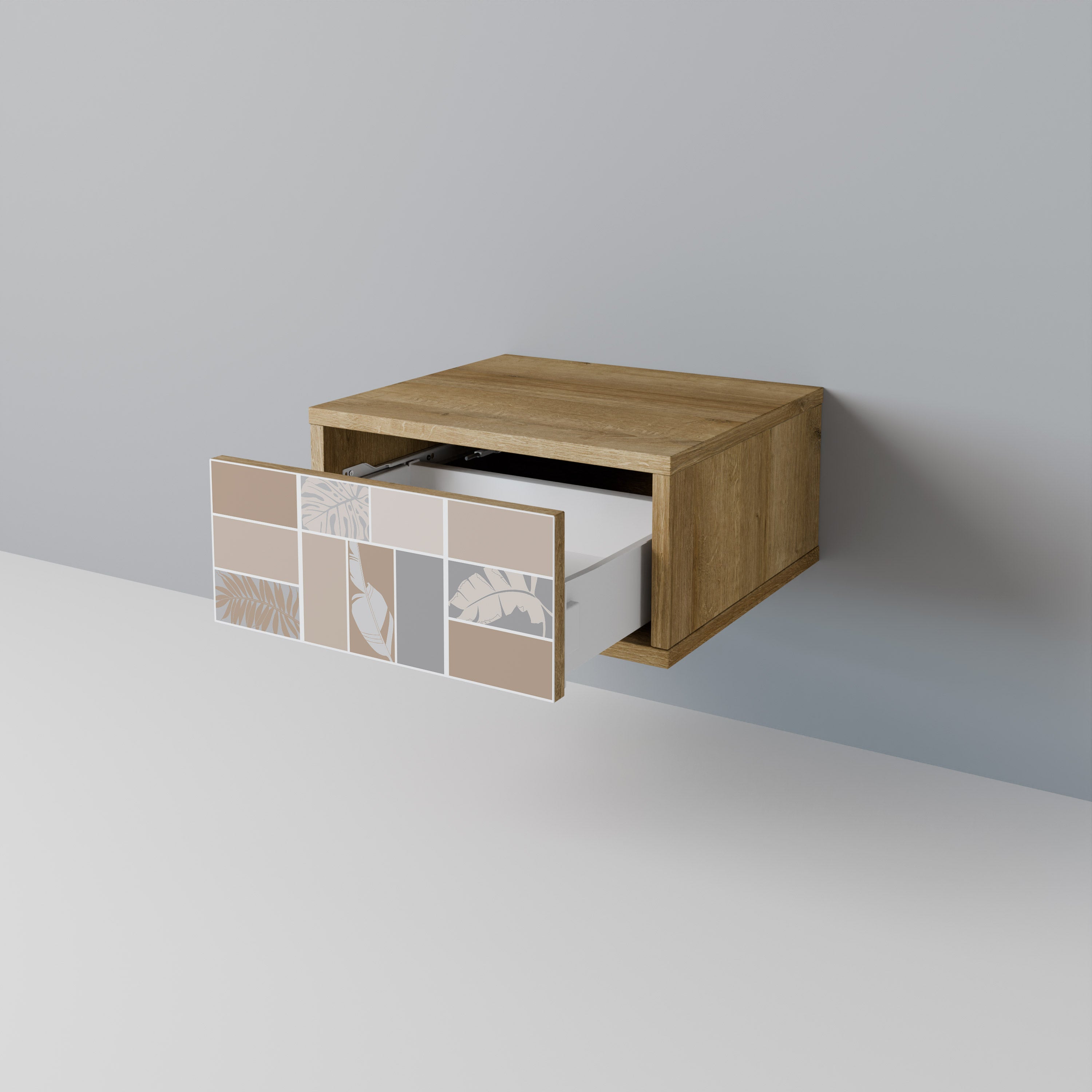 TROPICAL SHAPES Nightstand in Oak Effect