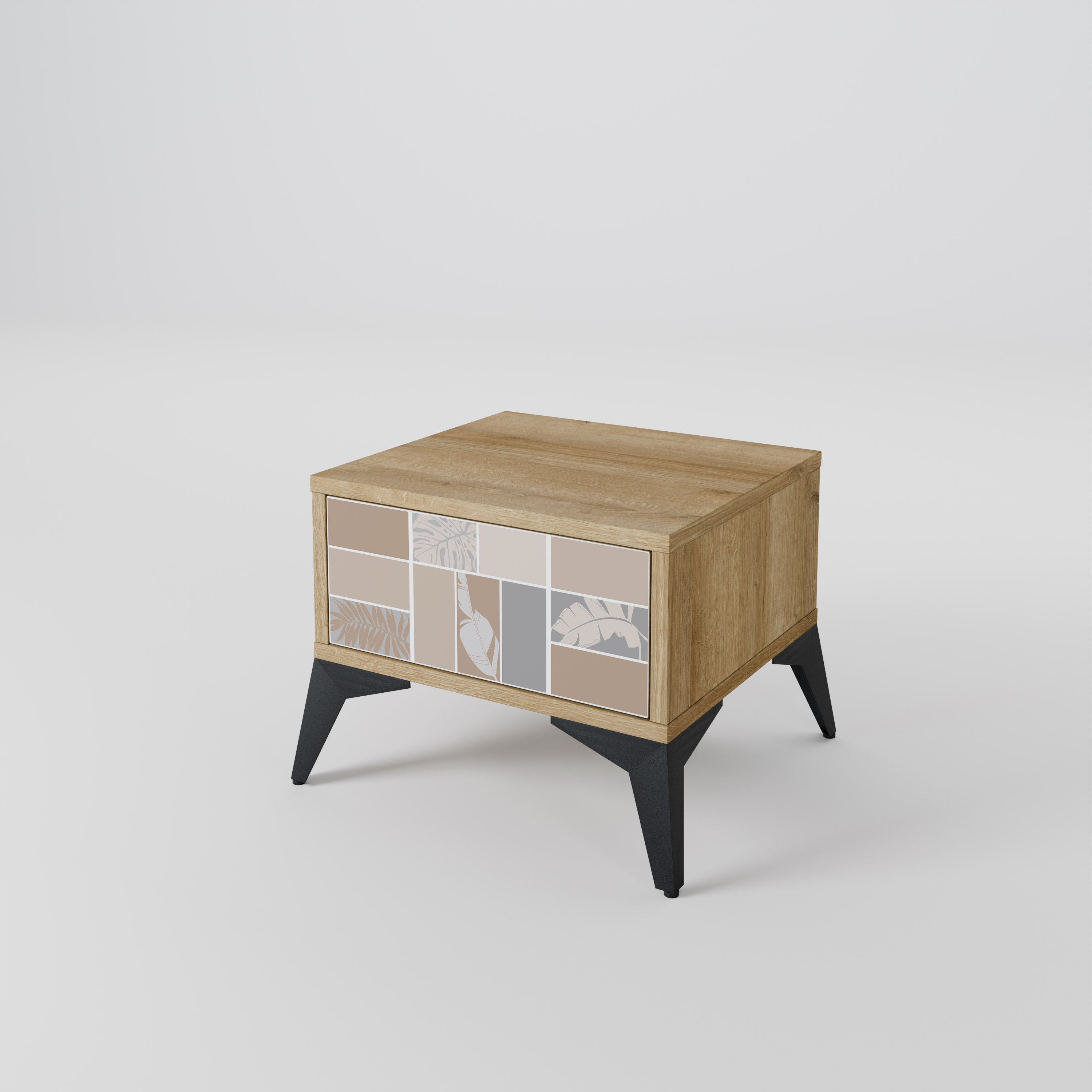 TROPICAL SHAPES Nightstand in Oak Effect