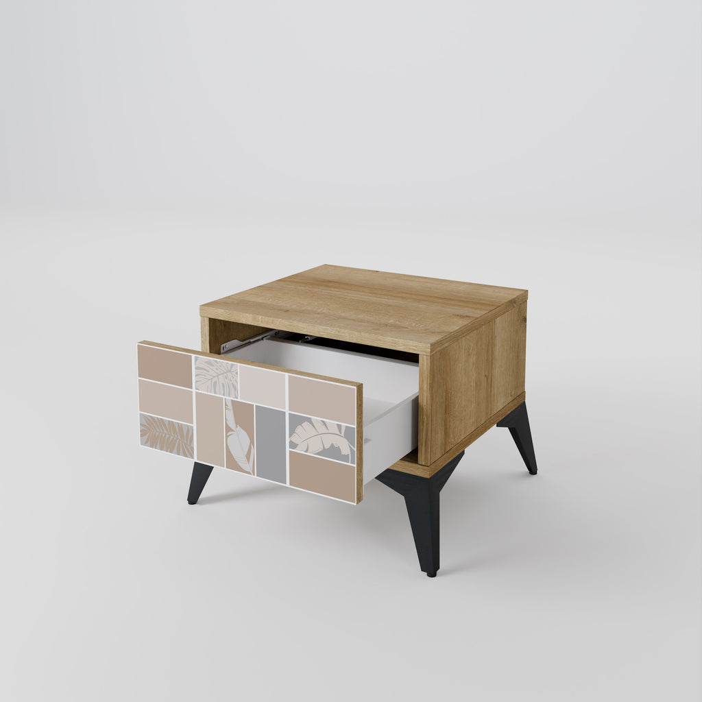 TROPICAL SHAPES Nightstand in Oak Effect