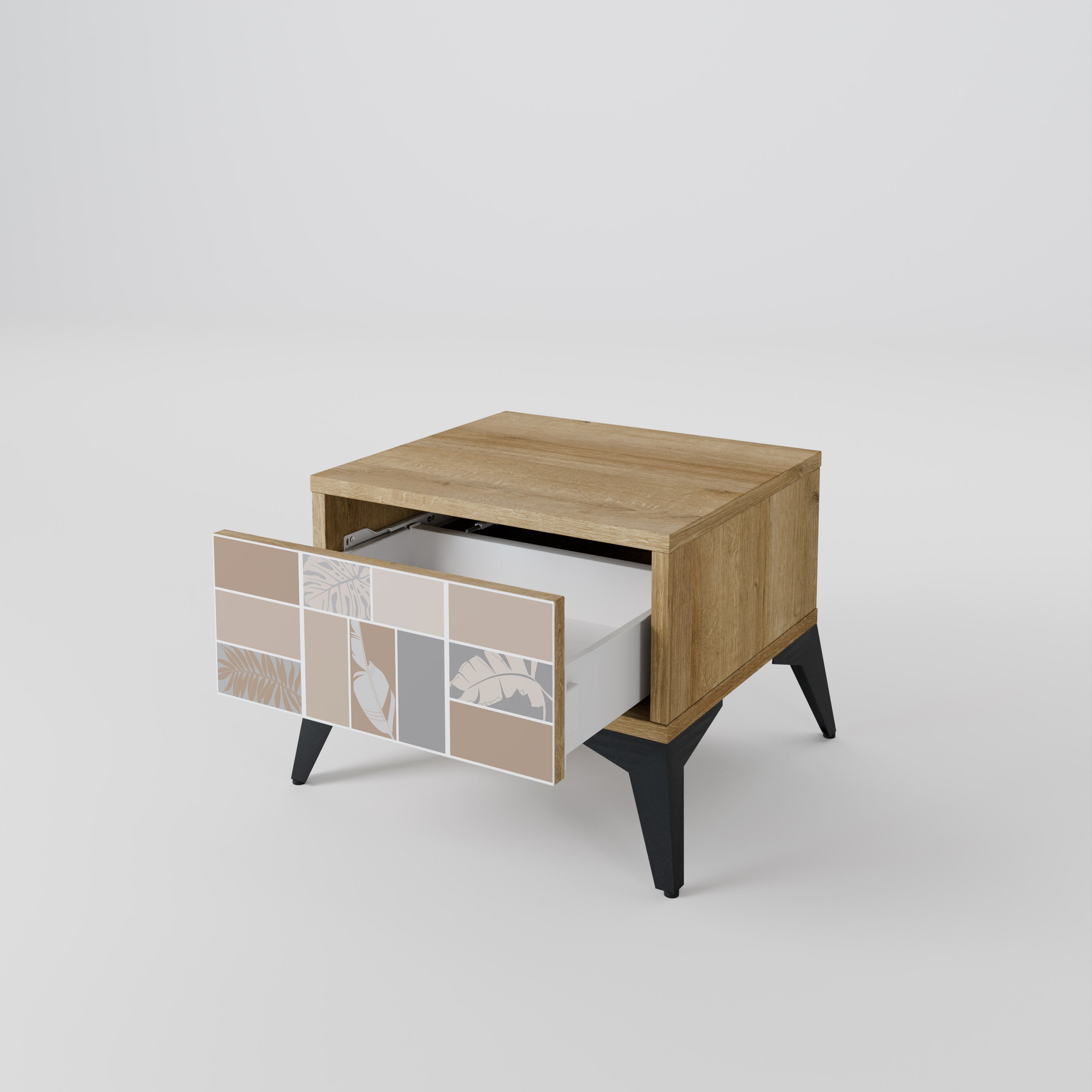 TROPICAL SHAPES Nightstand in Oak Effect