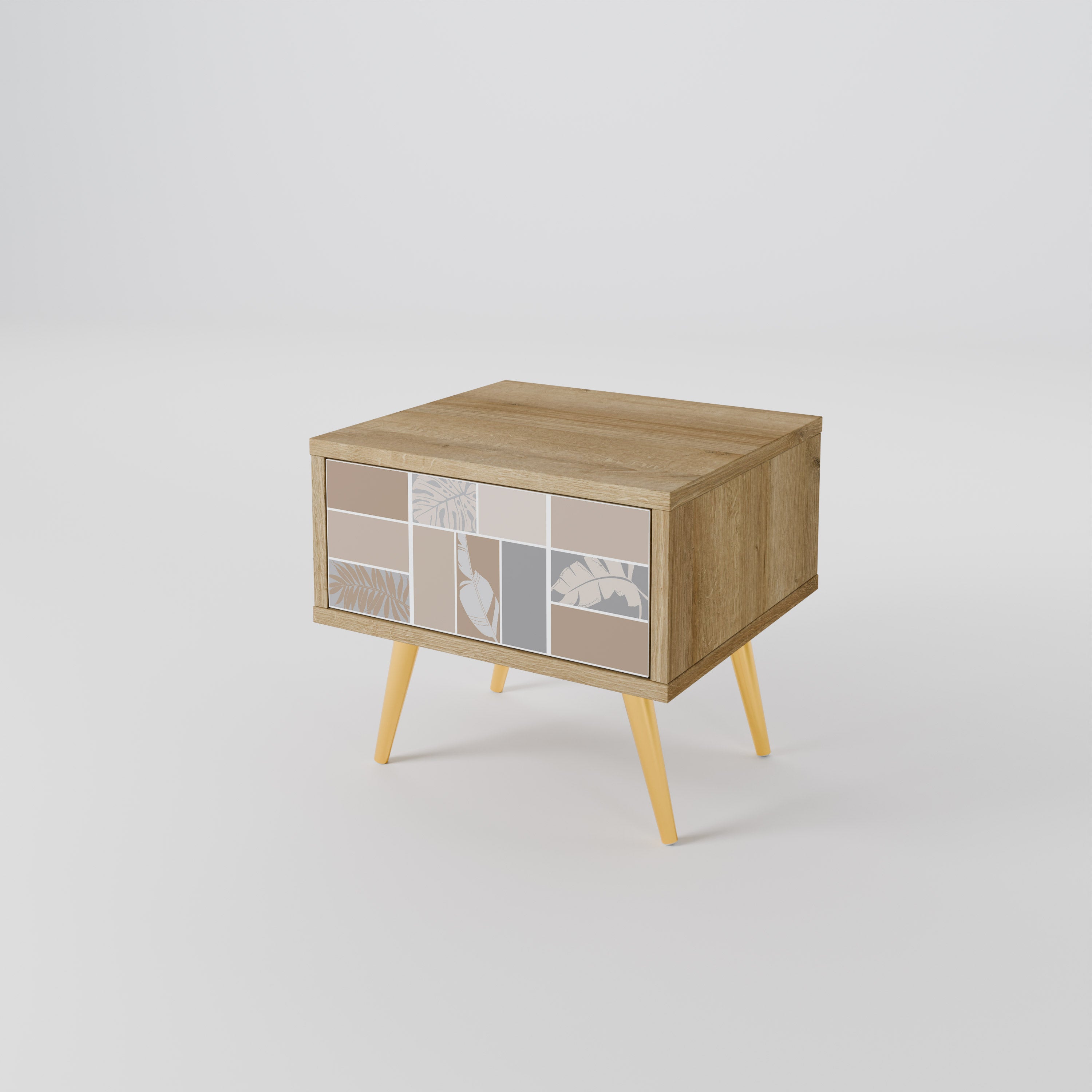 TROPICAL SHAPES Nightstand in Oak Effect