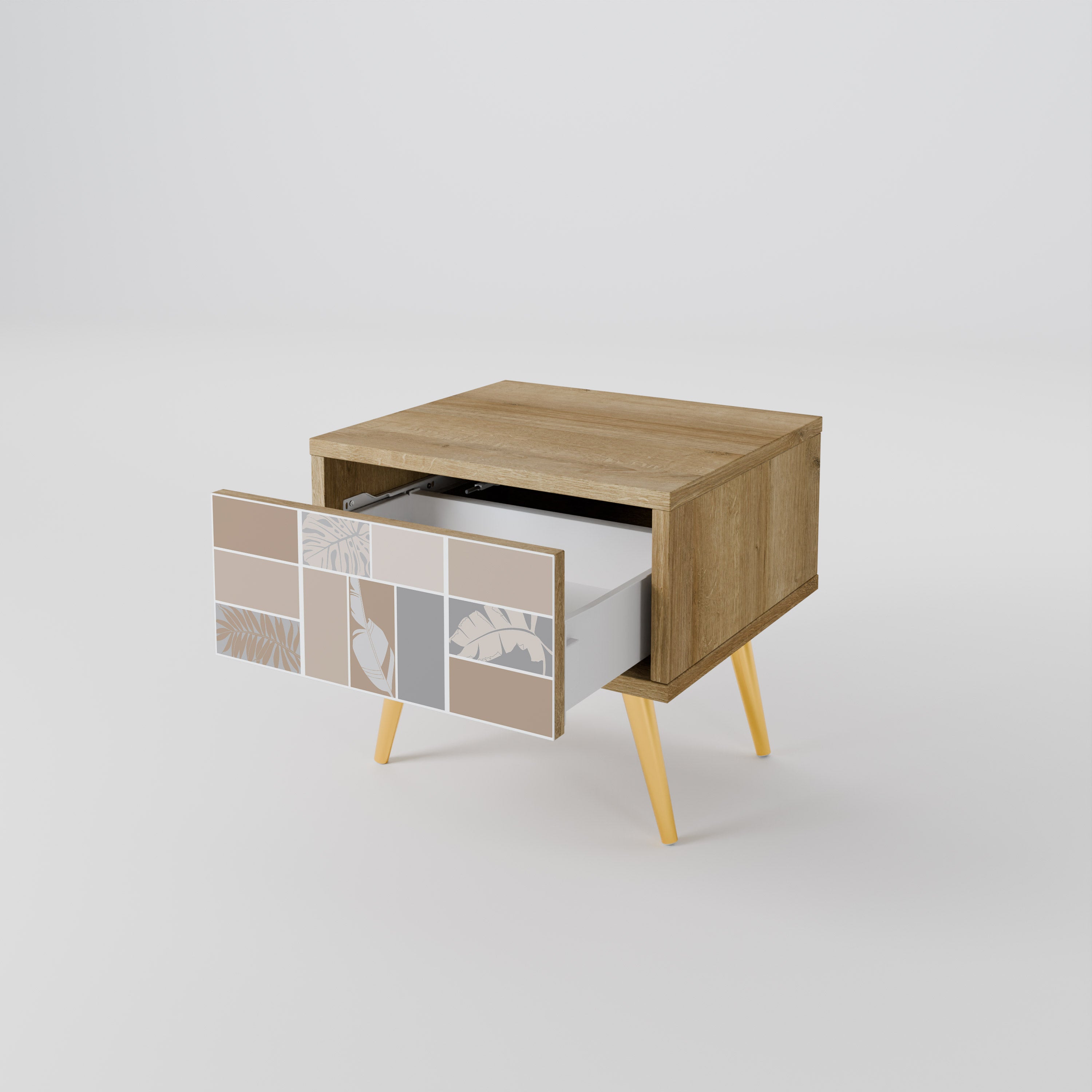 TROPICAL SHAPES Nightstand in Oak Effect