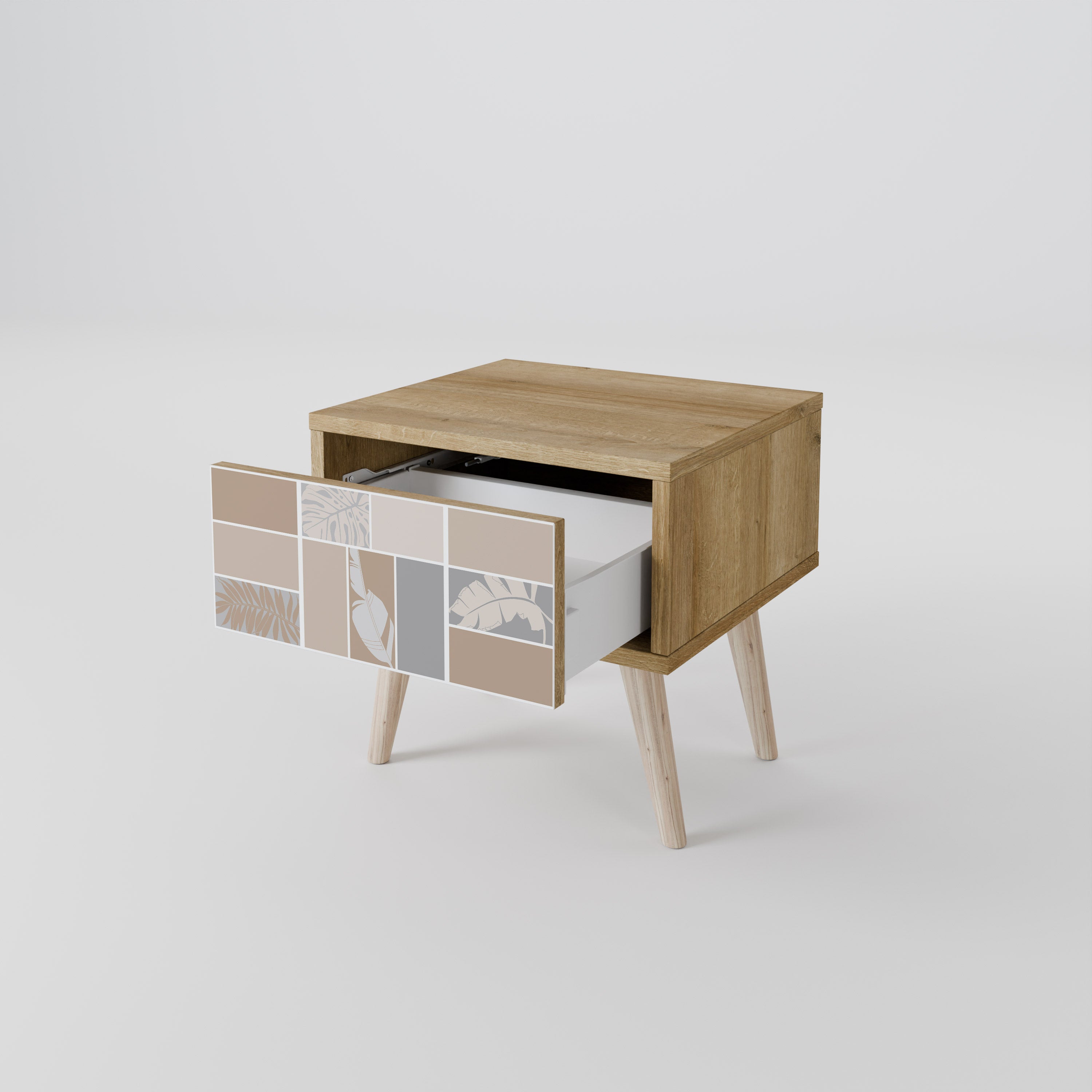 TROPICAL SHAPES Nightstand in Oak Effect