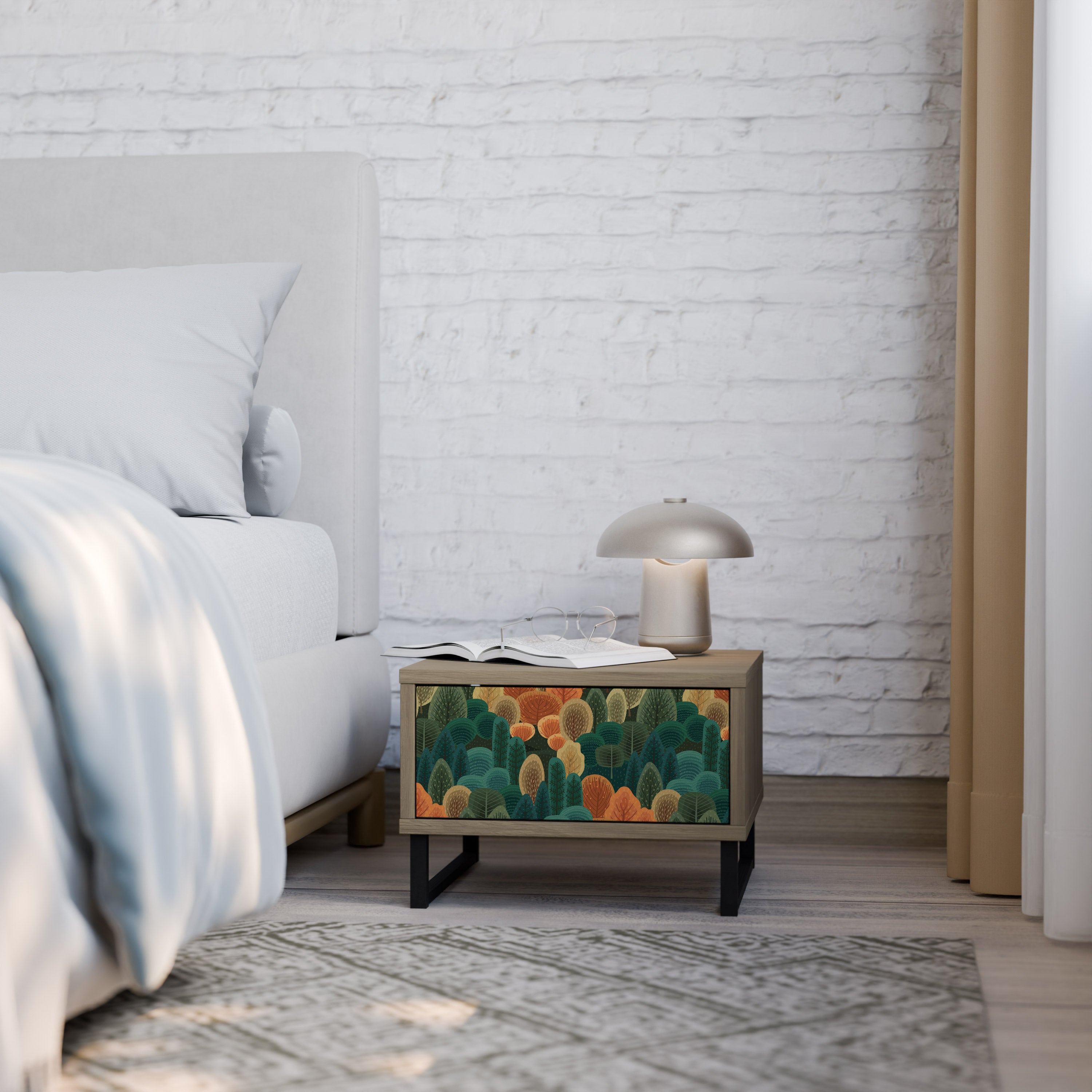 AUTUMN KALEIDOSCOPE Nightstand in Oak Effect