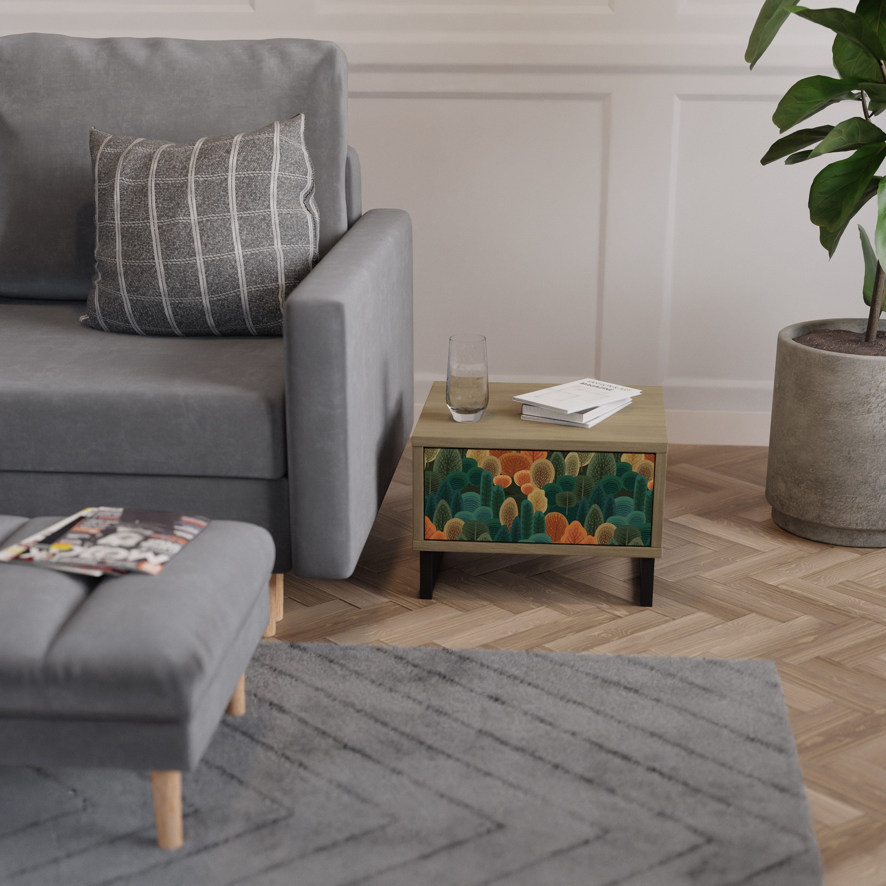 AUTUMN KALEIDOSCOPE Nightstand in Oak Effect