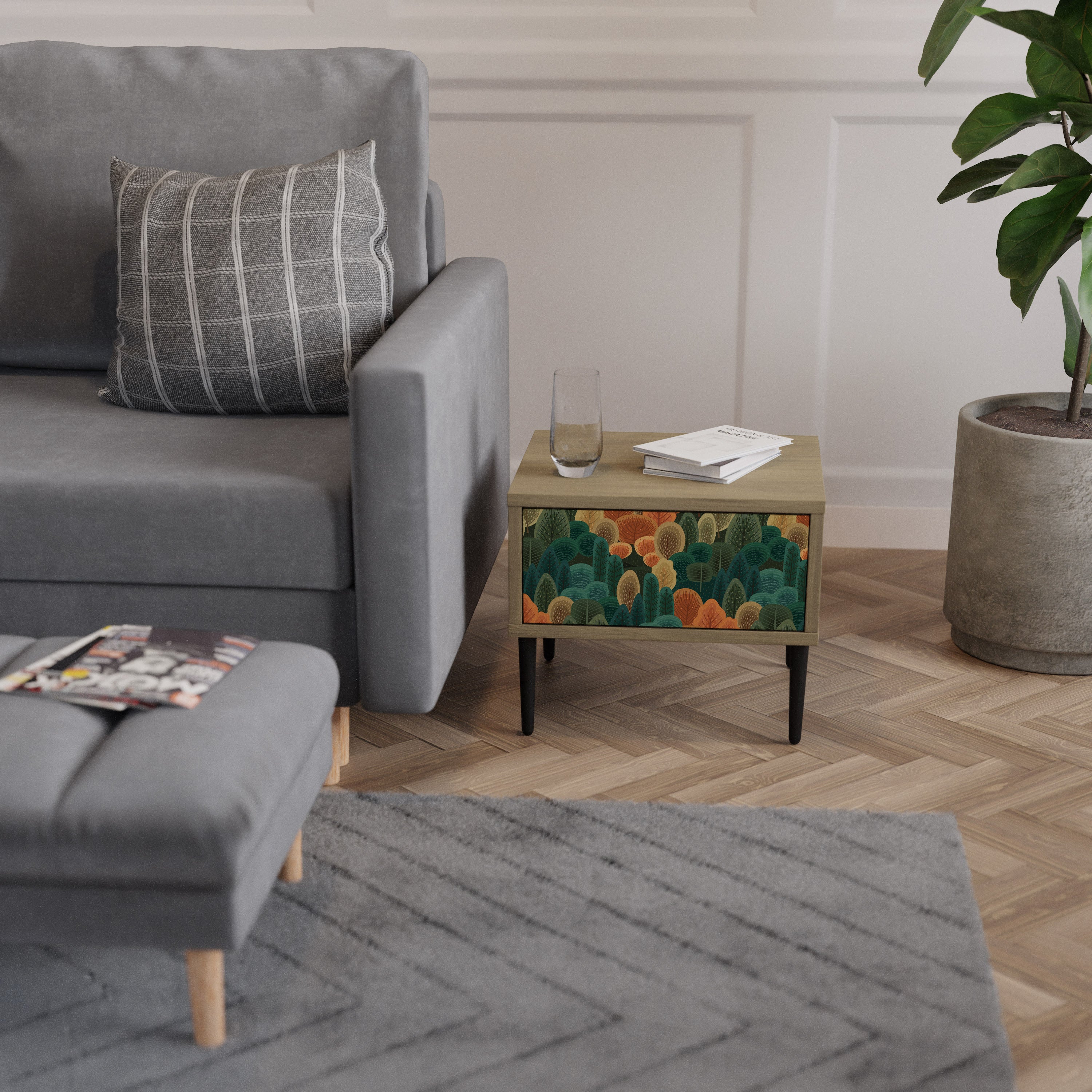 AUTUMN KALEIDOSCOPE Nightstand in Oak Effect