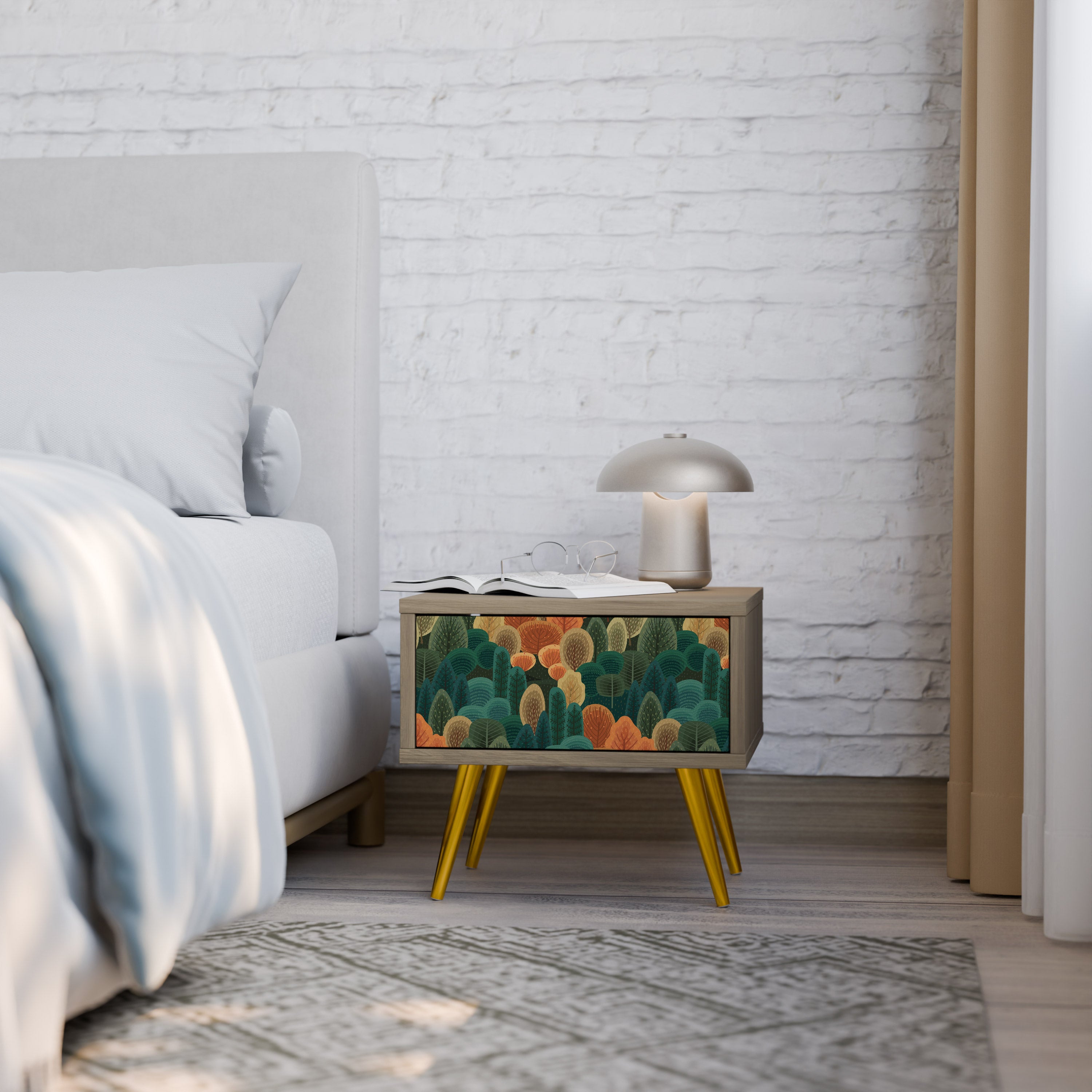 AUTUMN KALEIDOSCOPE Nightstand in Oak Effect
