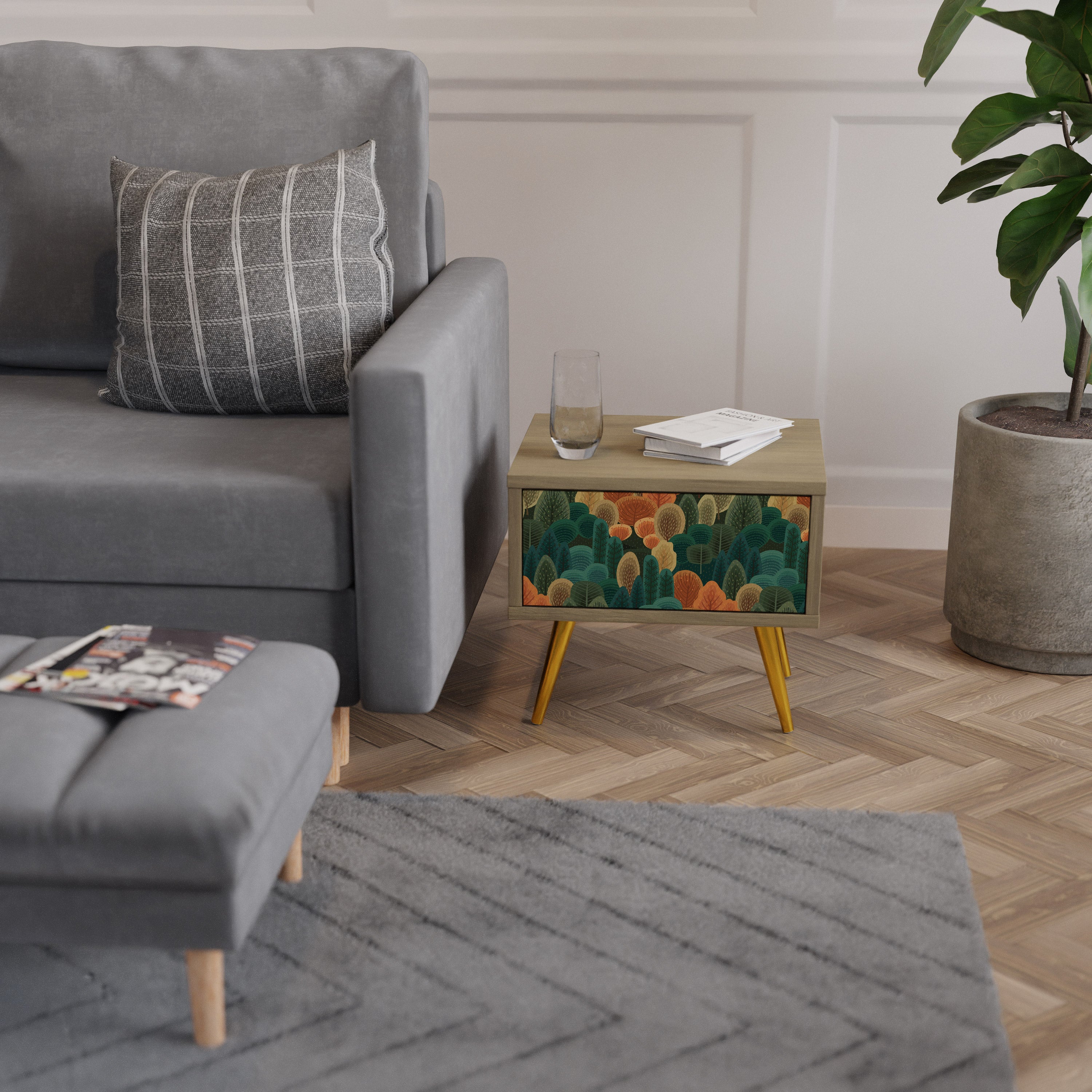 AUTUMN KALEIDOSCOPE Nightstand in Oak Effect