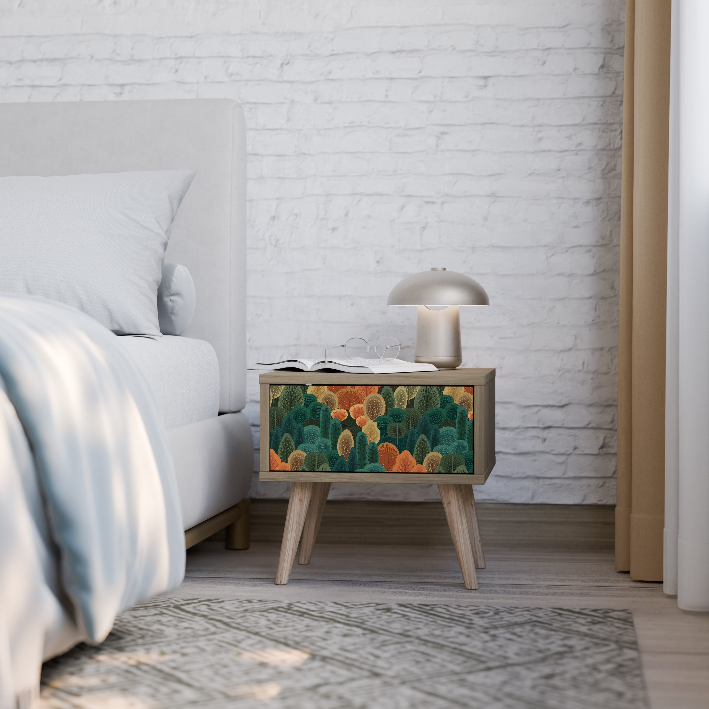 AUTUMN KALEIDOSCOPE Nightstand in Oak Effect