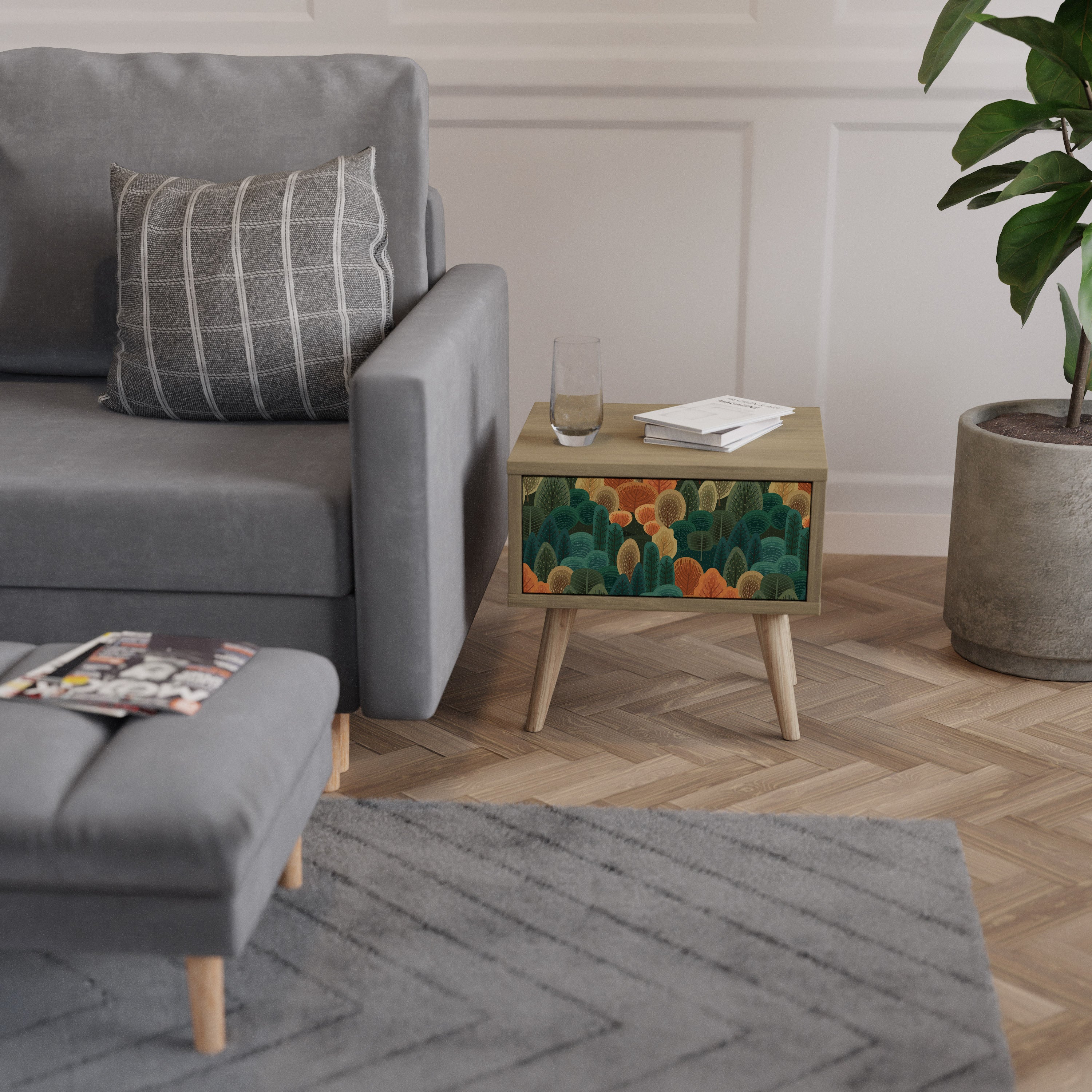 AUTUMN KALEIDOSCOPE Nightstand in Oak Effect