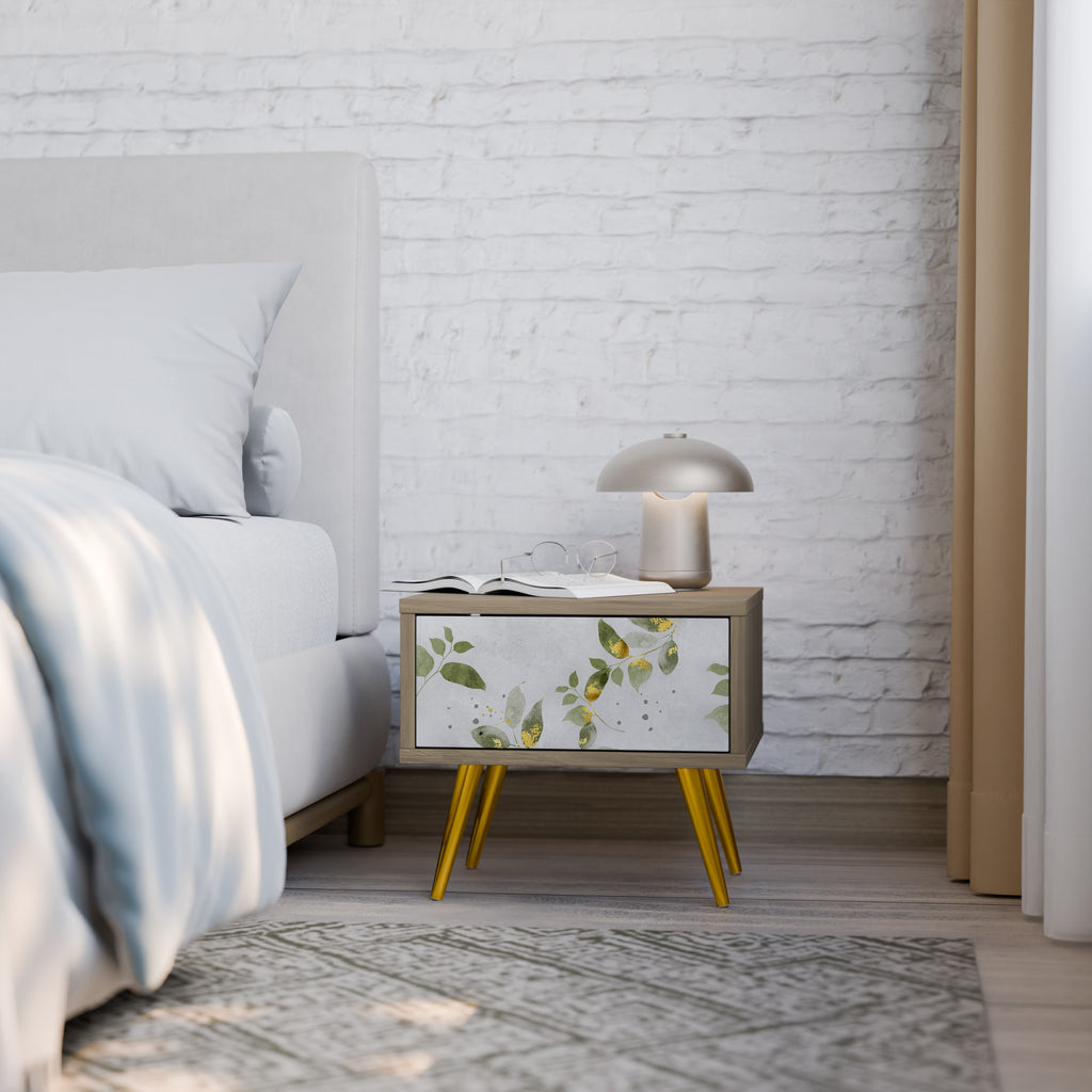 ELEGANT BOTANICS Nightstand in Oak Effect
