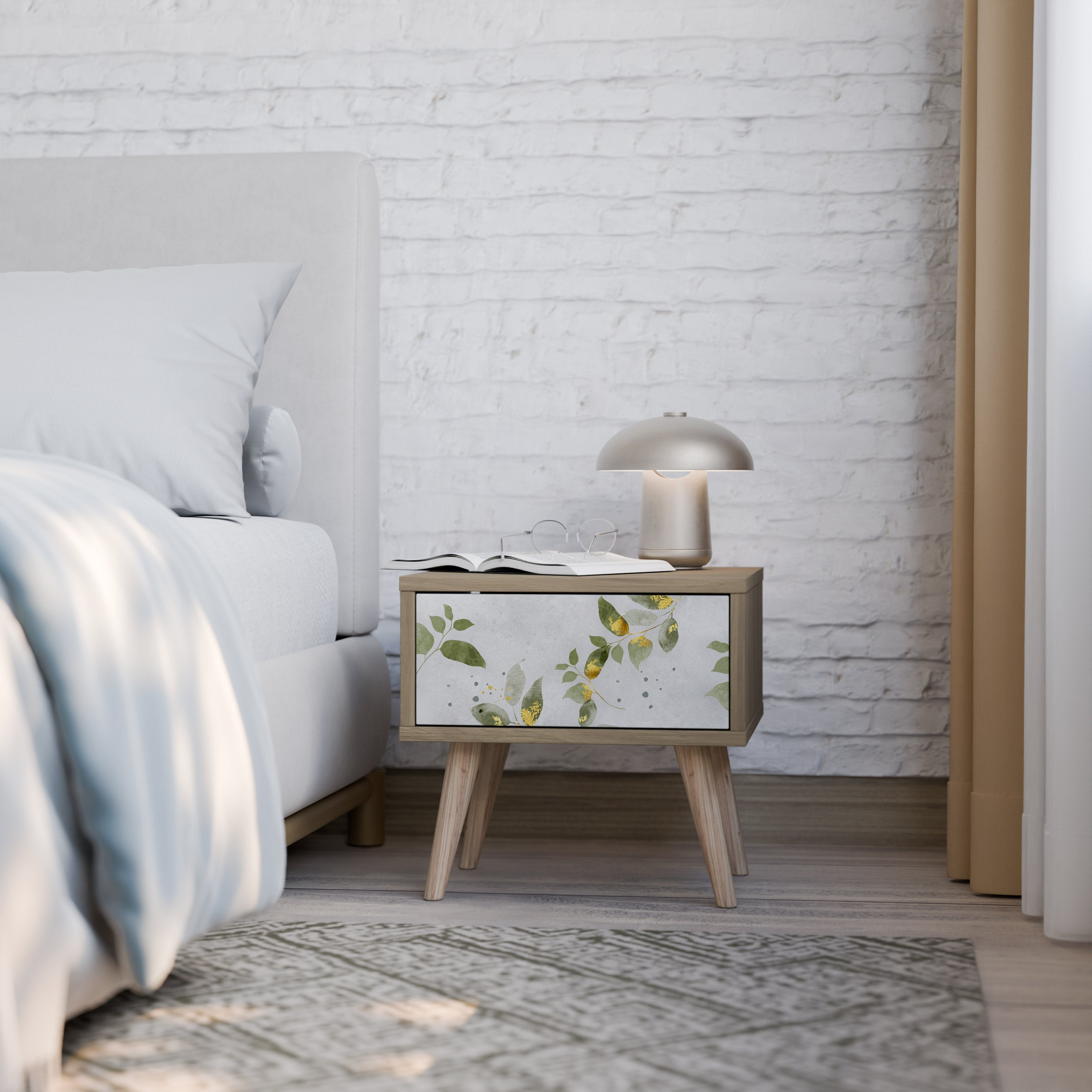 ELEGANT BOTANICS Nightstand in Oak Effect