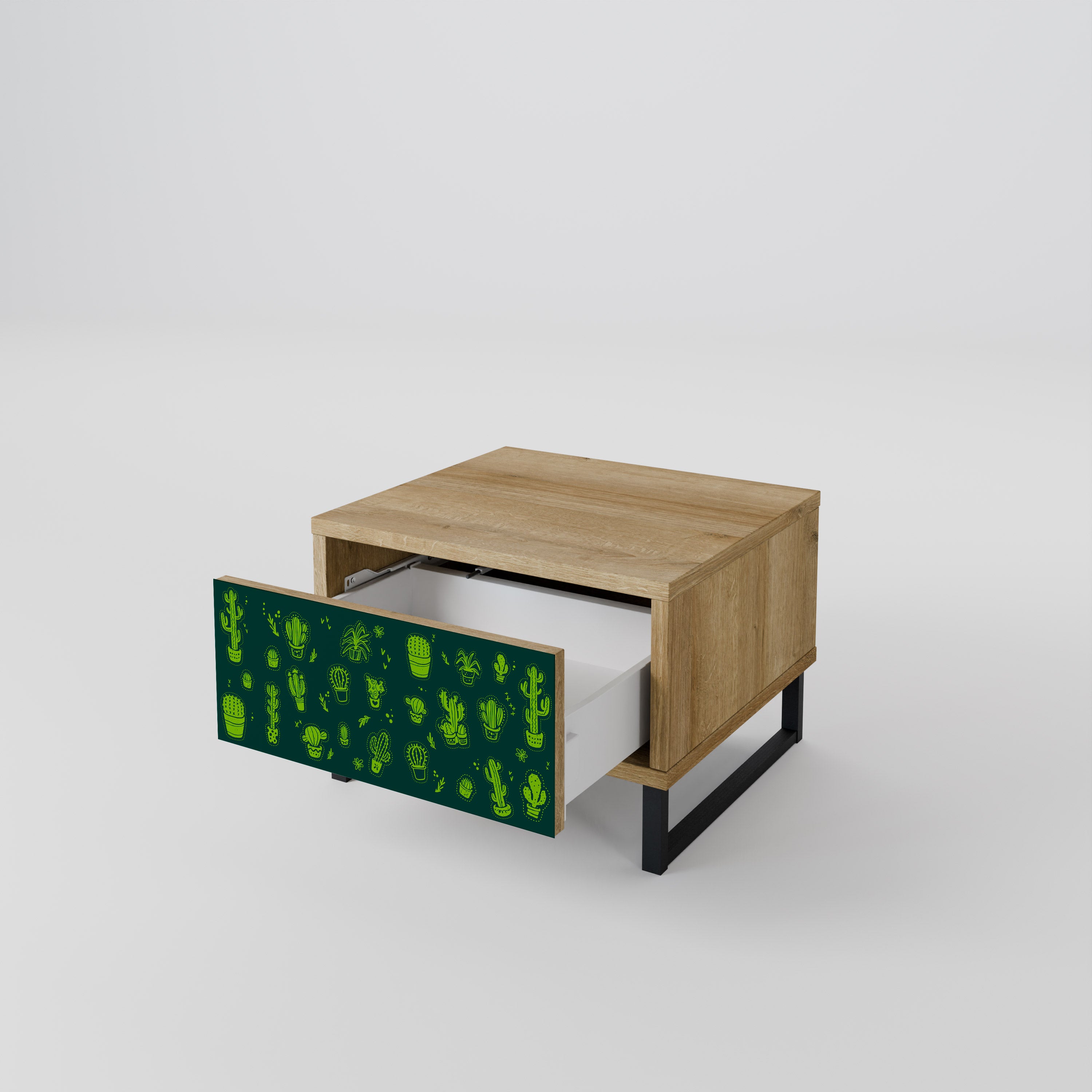 DESERT GREEN Nightstand in Oak Effect