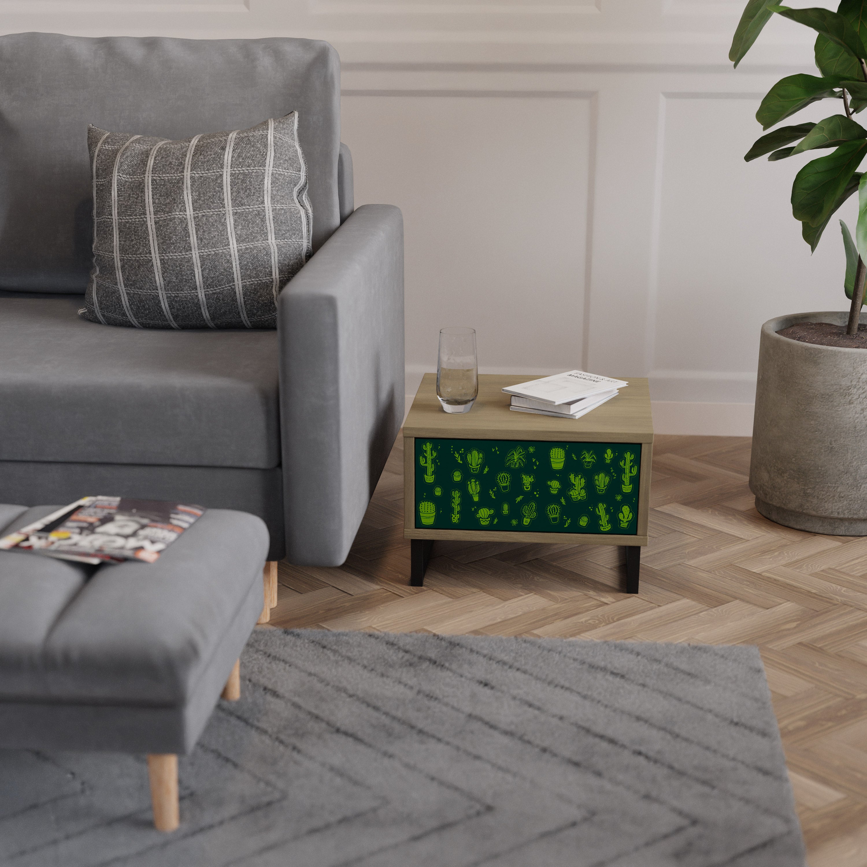 DESERT GREEN Nightstand in Oak Effect