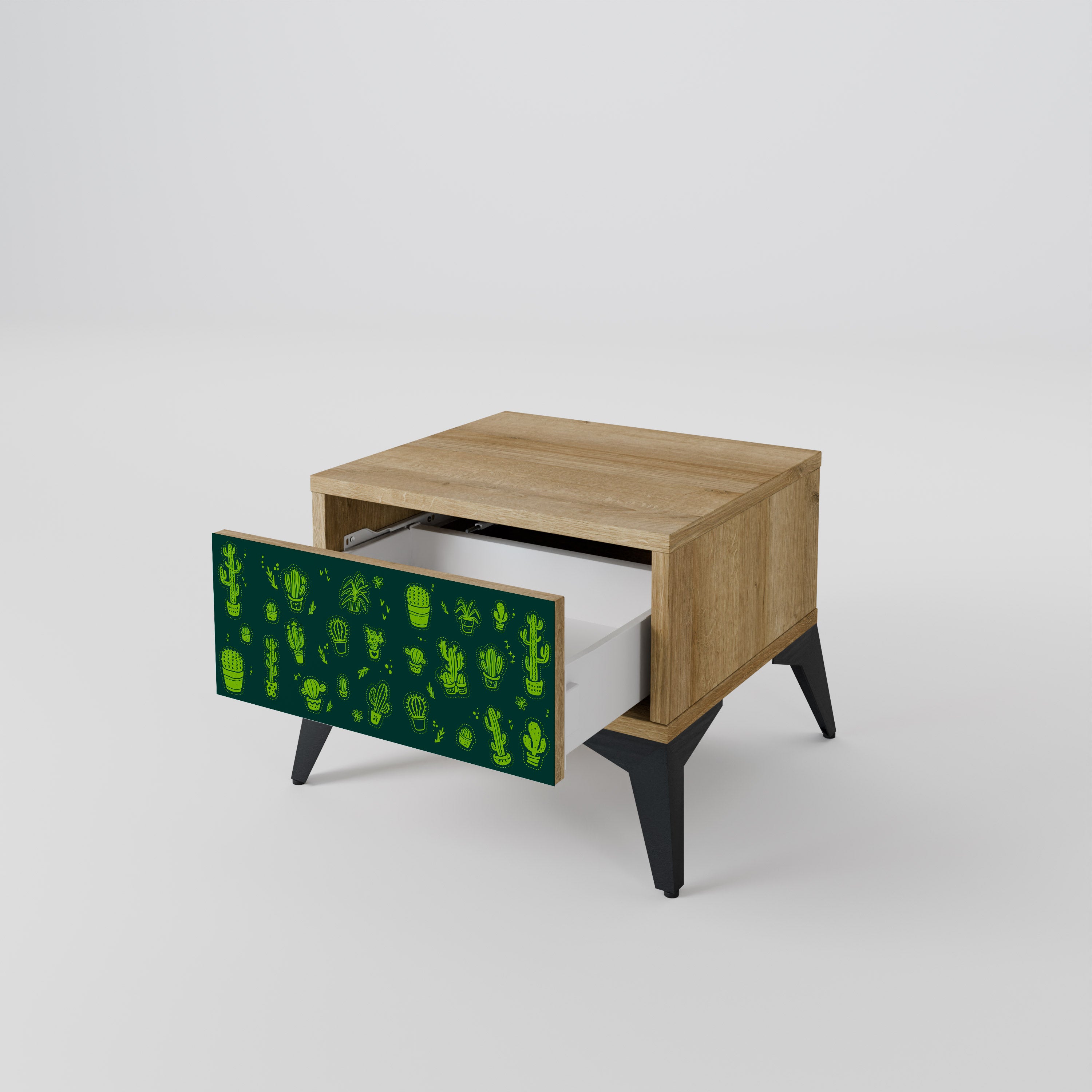 DESERT GREEN Nightstand in Oak Effect