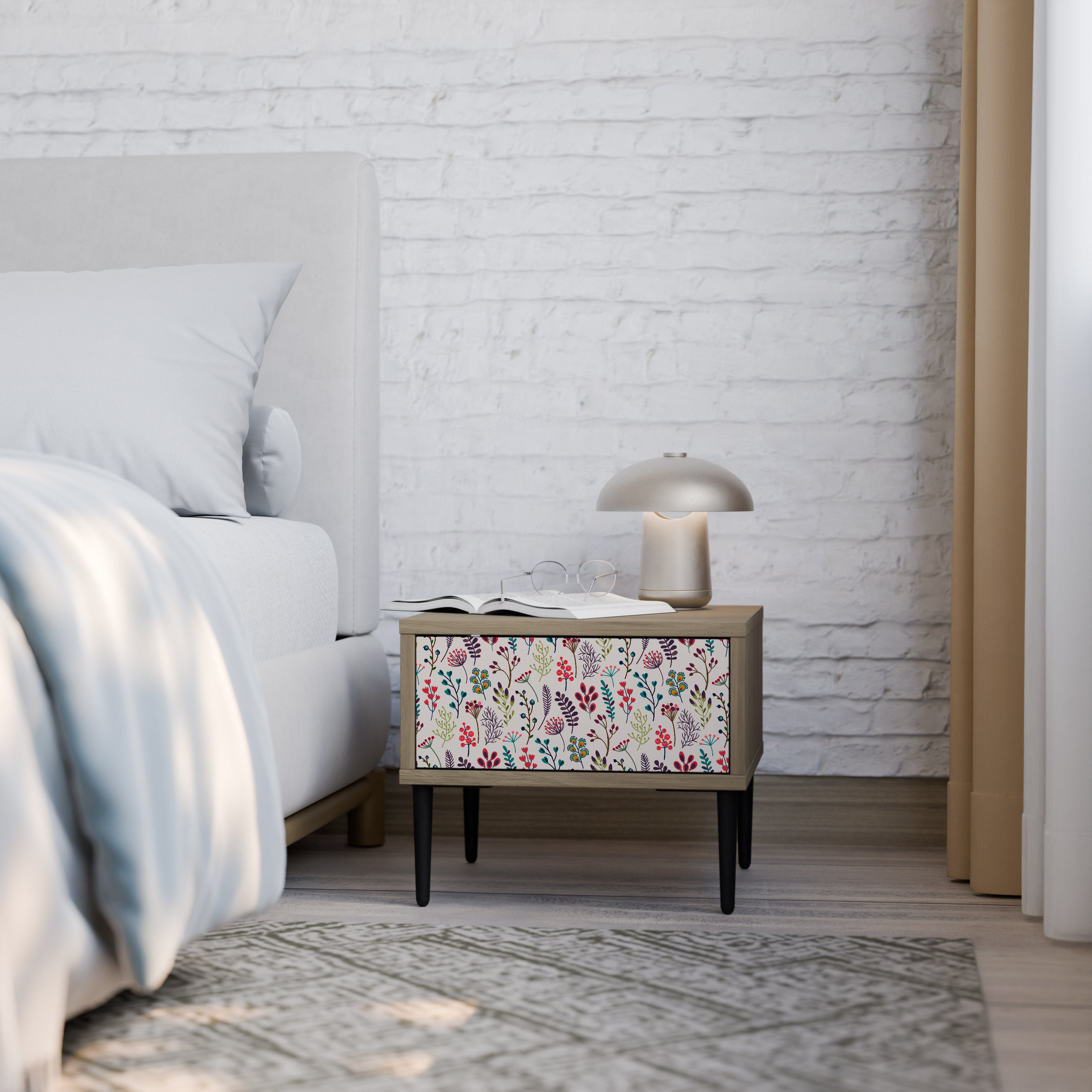 AUTUMN SUNDRIES Nightstand in Oak Effect