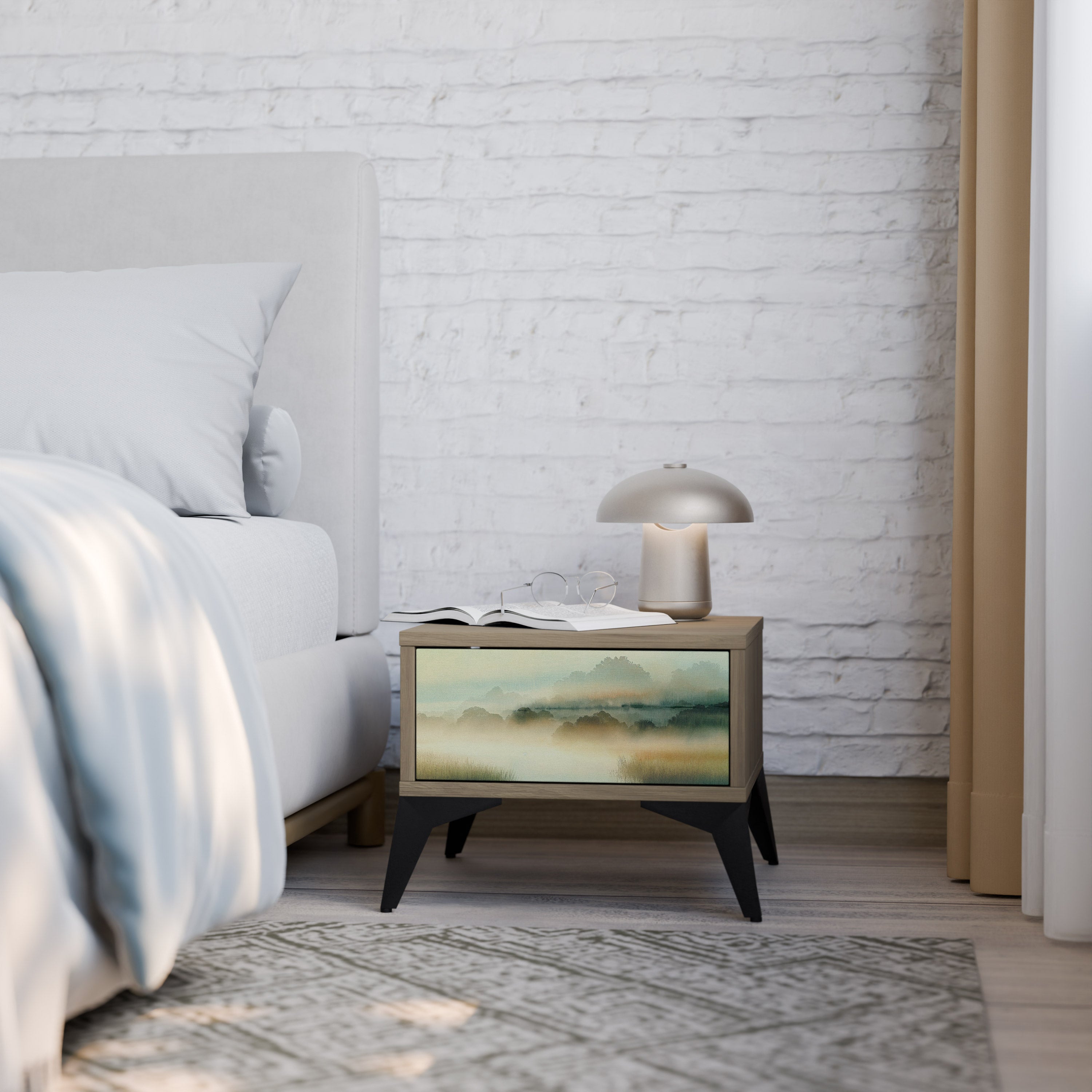 MORNING BY THE LAKE Nightstand in Oak Effect