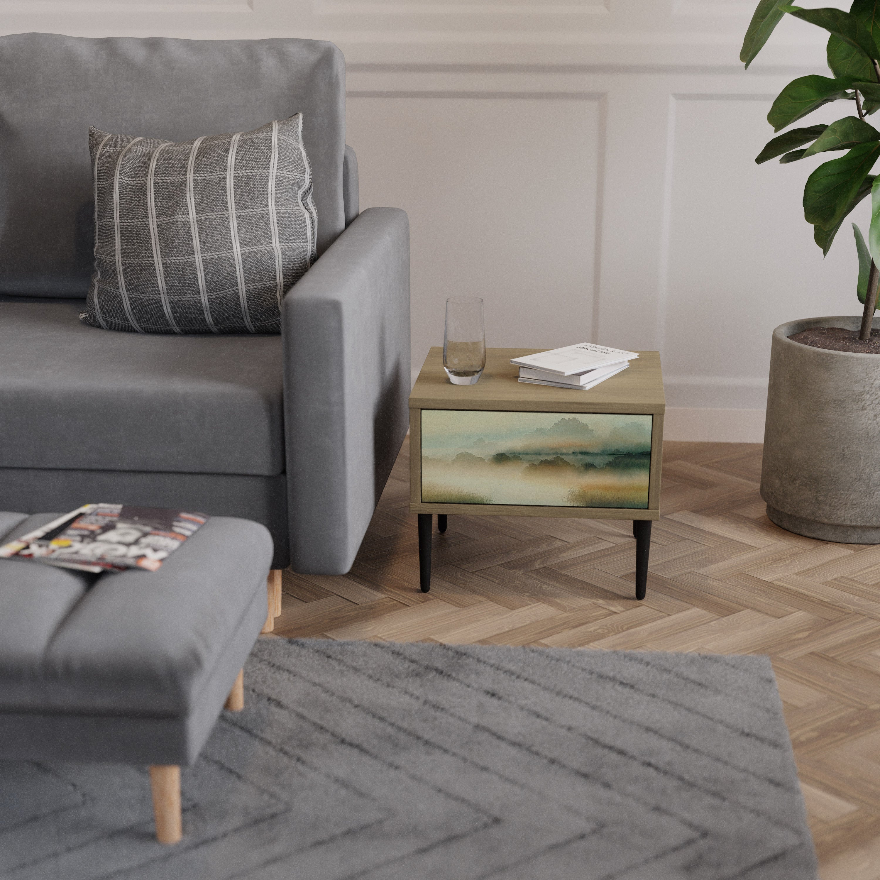 MORNING BY THE LAKE Nightstand in Oak Effect